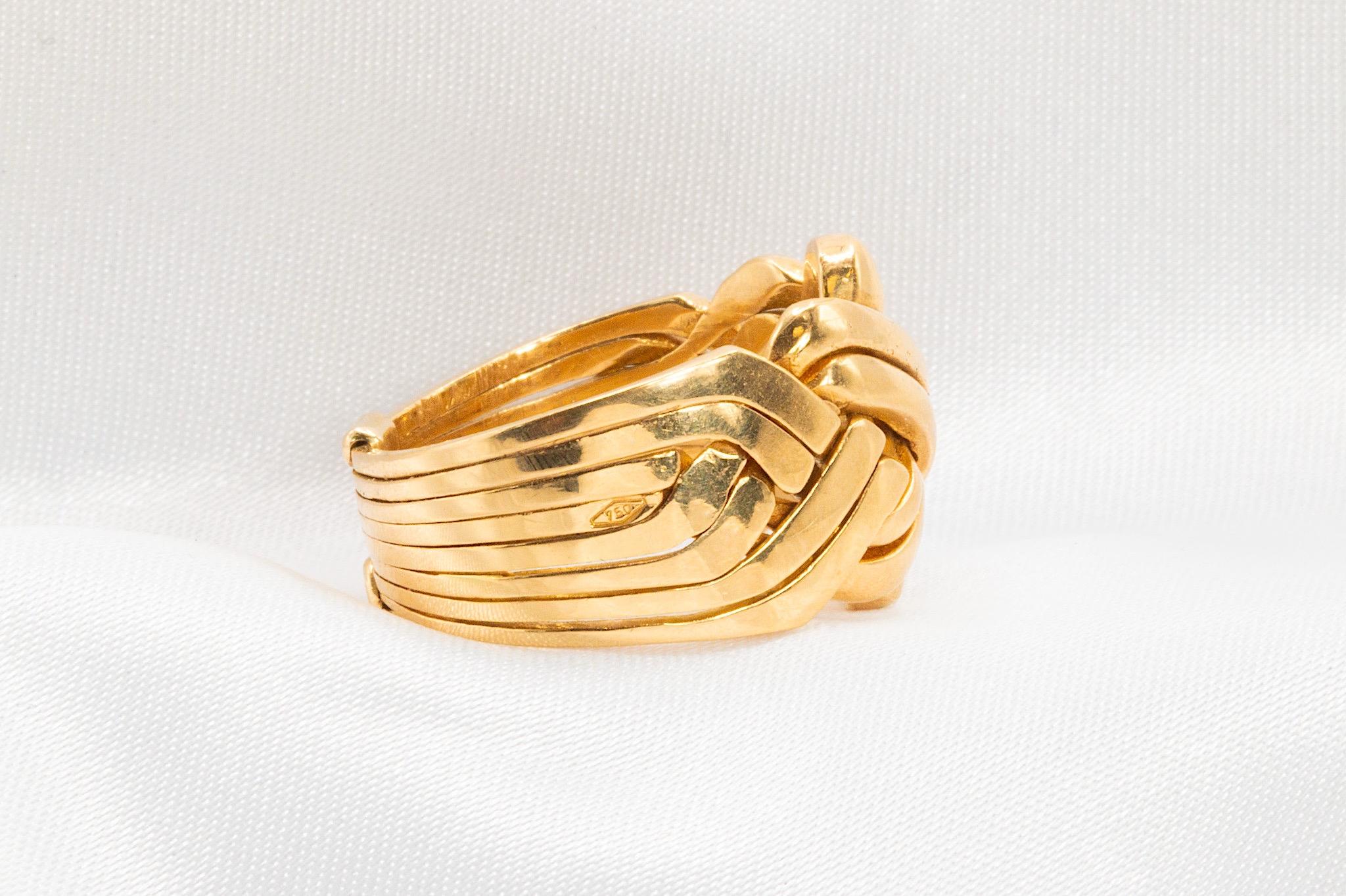 Vintage 18k Yellow Gold Puzzle Ring In Good Condition For Sale In Houston, TX