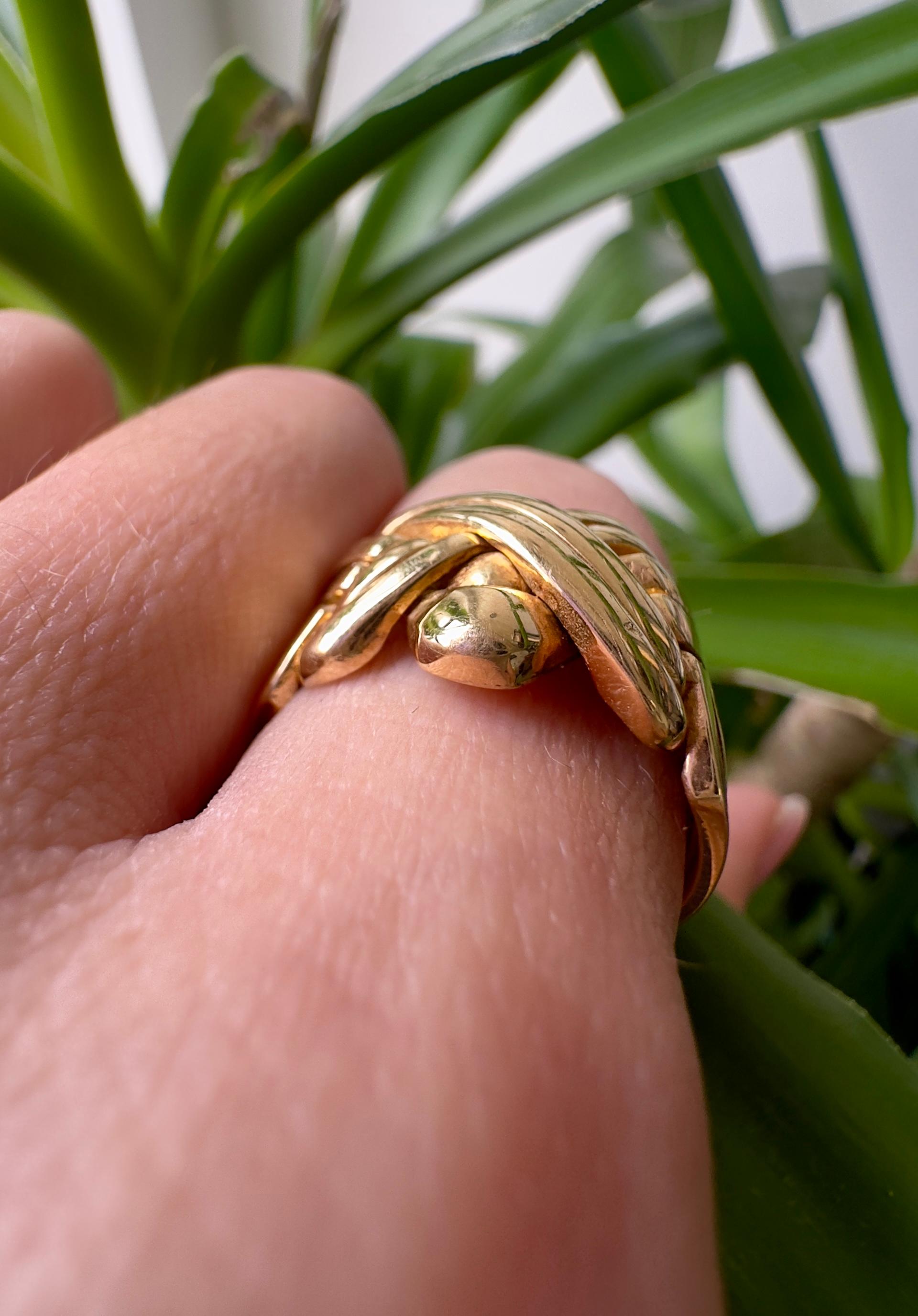 Vintage 18k Yellow Gold Puzzle Ring For Sale 4