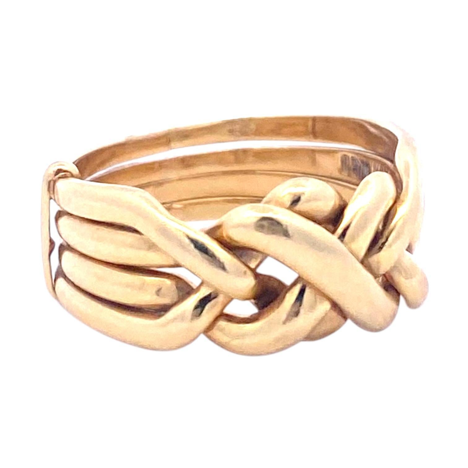 Contemporary Vintage 18K Yellow Gold Puzzle Ring Size 7