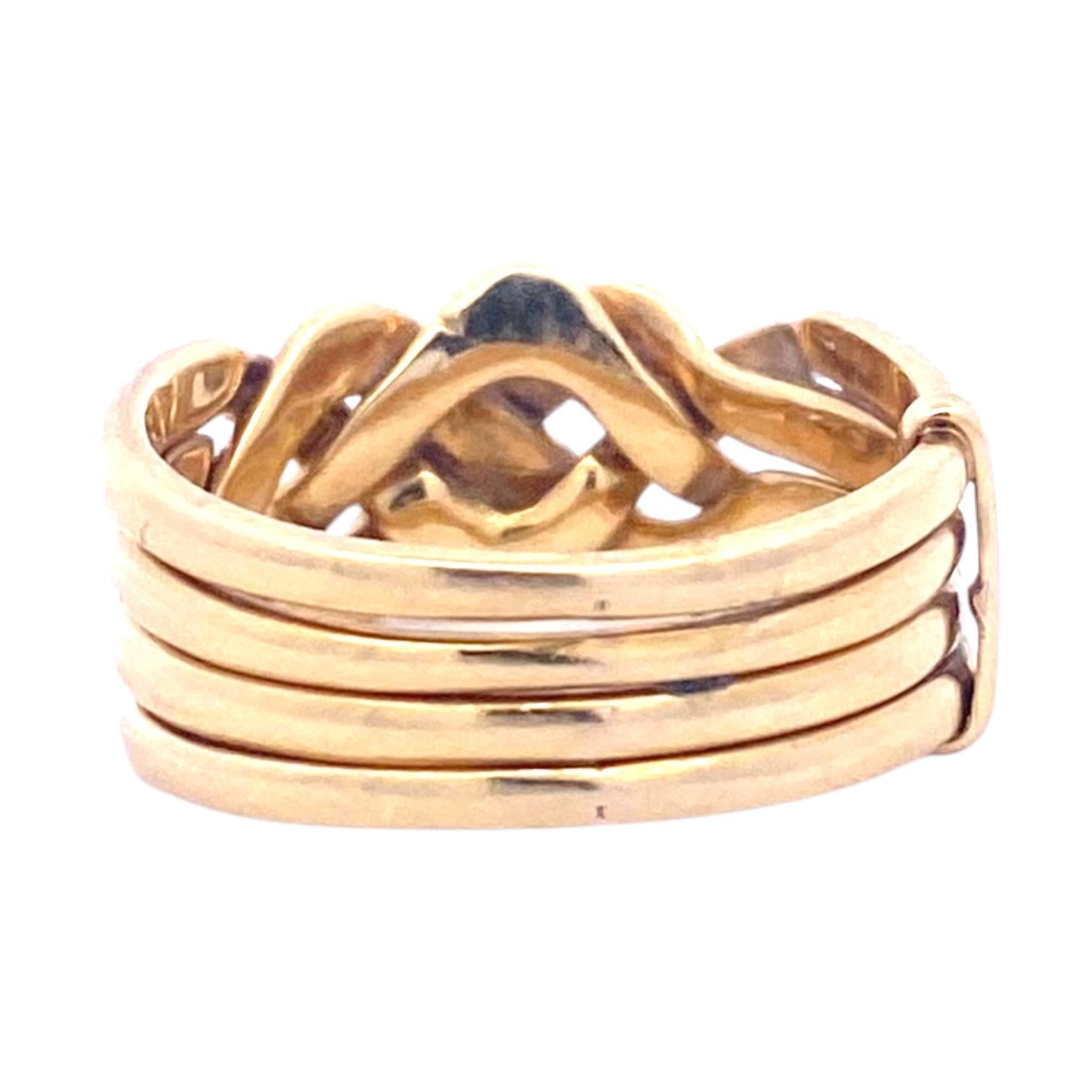 Vintage 18K Yellow Gold Puzzle Ring Size 7 In Good Condition In Henderson, NV