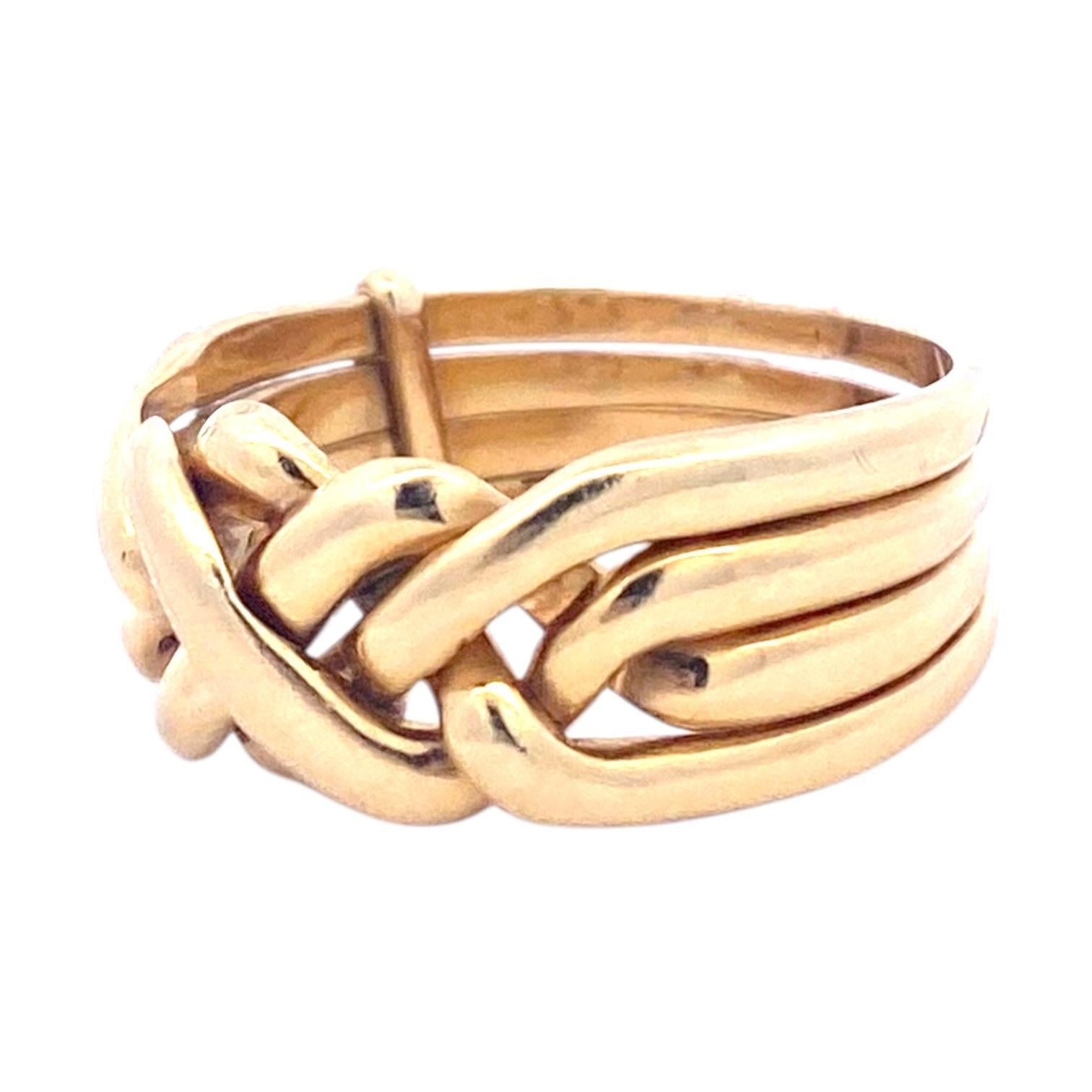 Women's or Men's Vintage 18K Yellow Gold Puzzle Ring Size 7