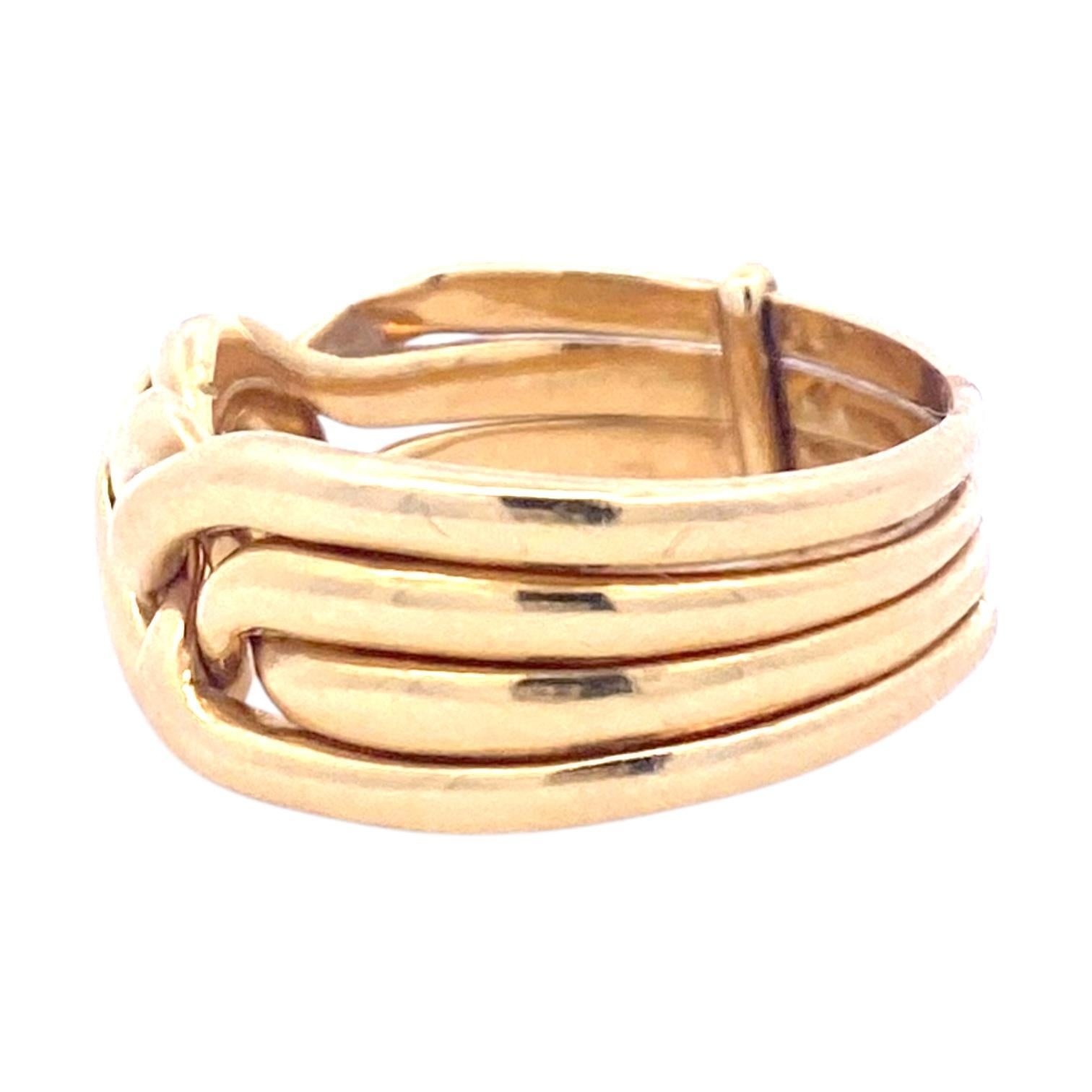 Vintage 18K Yellow Gold Puzzle Ring Size 7 1