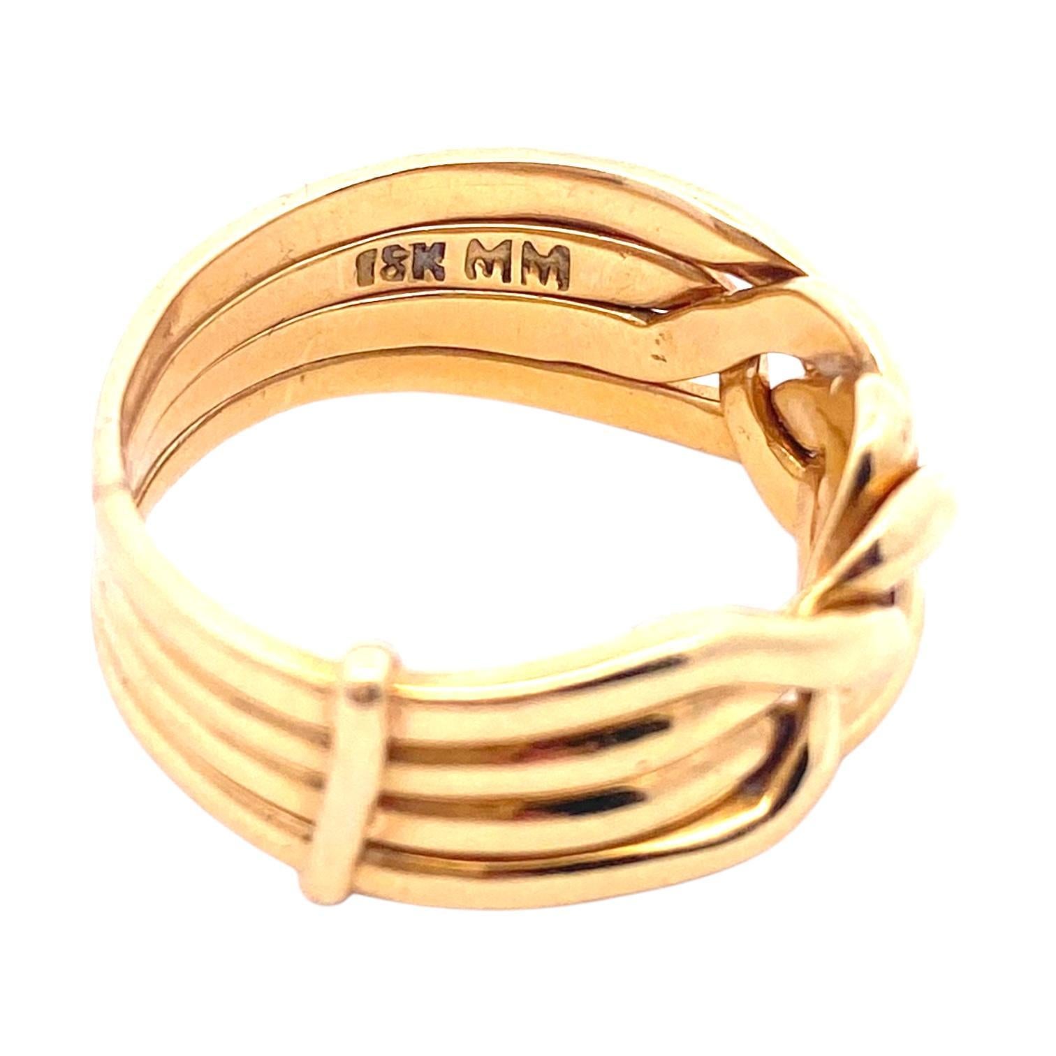Vintage 18K Yellow Gold Puzzle Ring Size 7 3