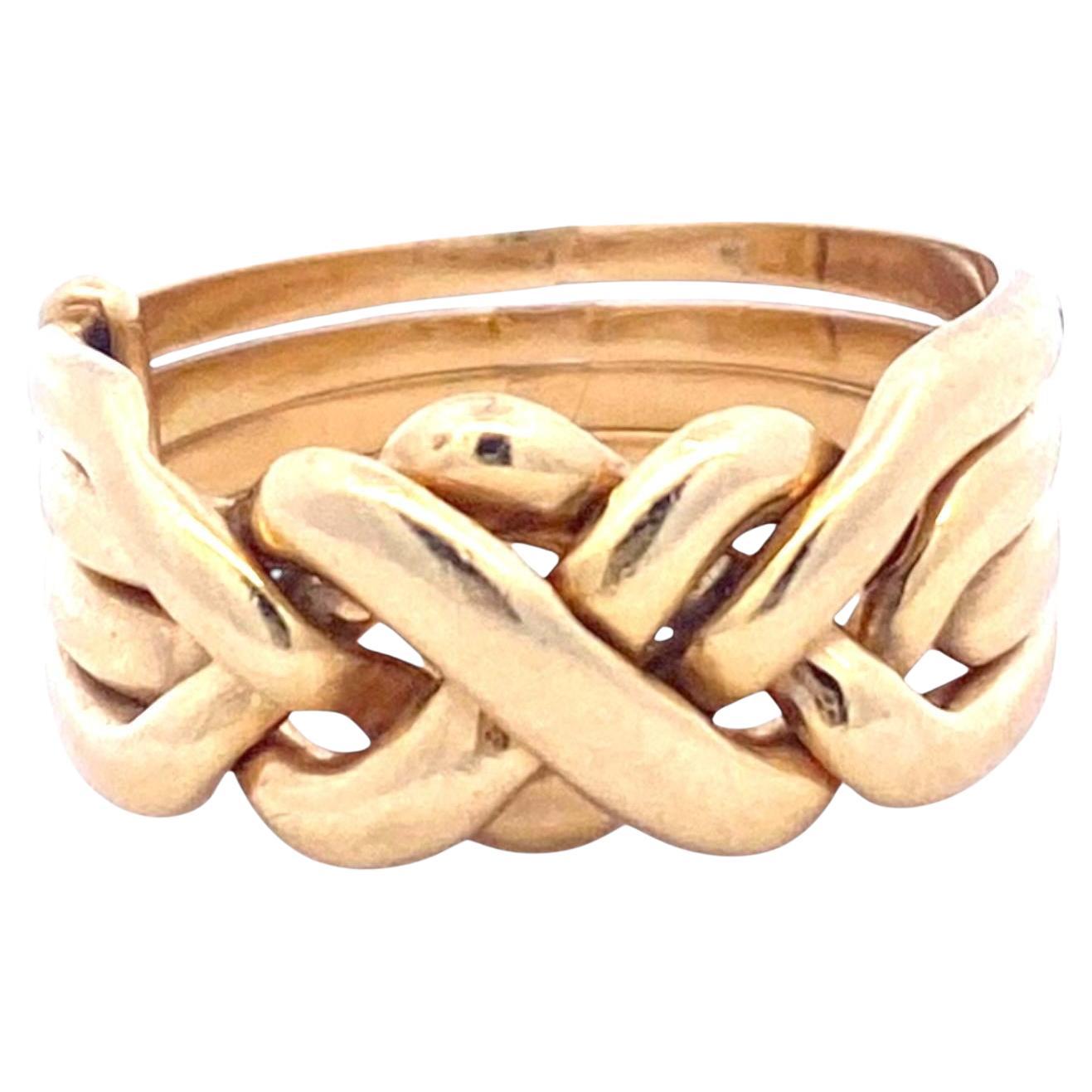 Vintage 18K Yellow Gold Puzzle Ring Size 7