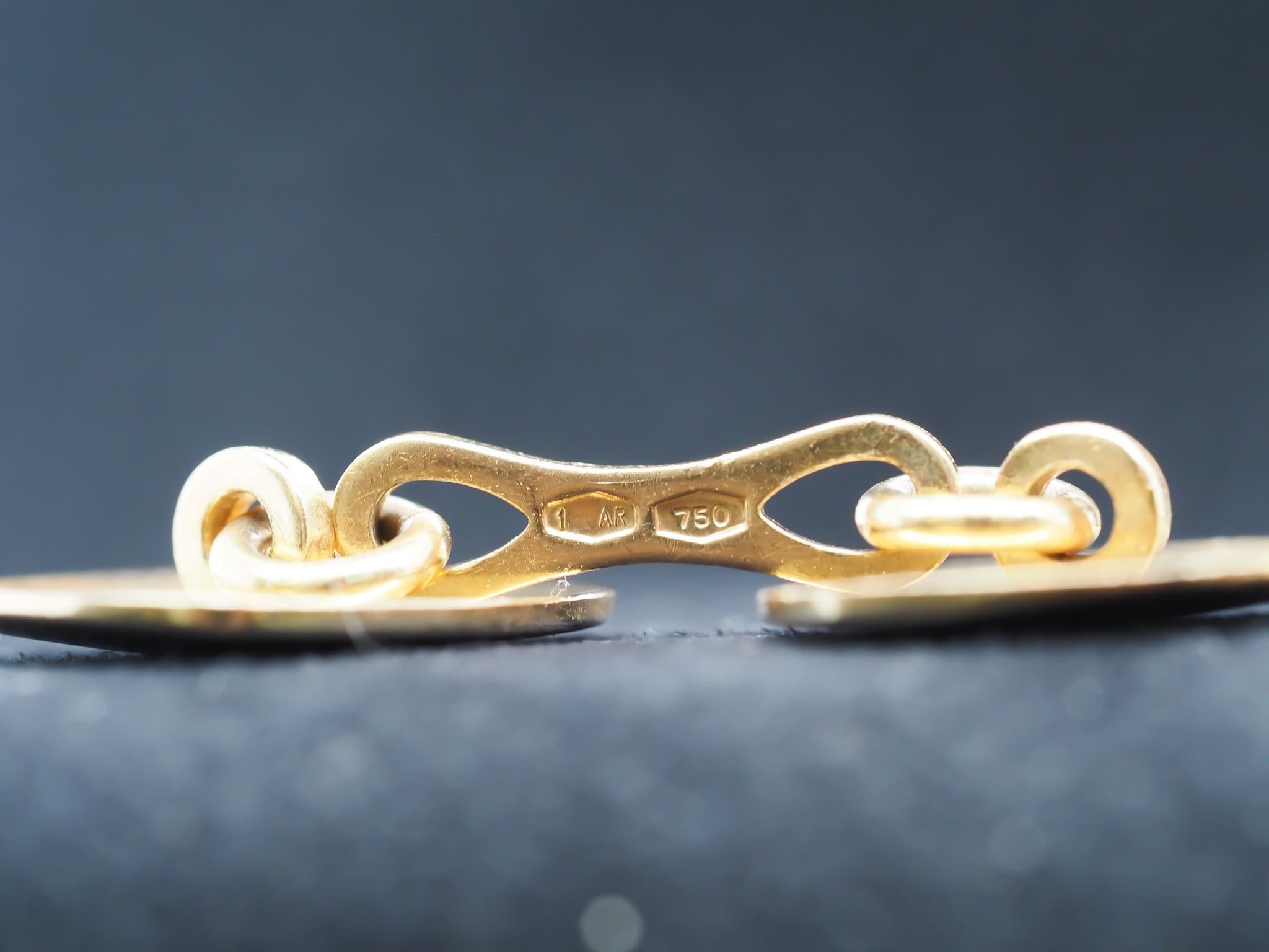 Vintage 18k Gelbgold Rot Emaille Manschettenknöpfe im Angebot 3