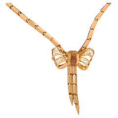 Vintage 18k yellow gold ribbon necklace