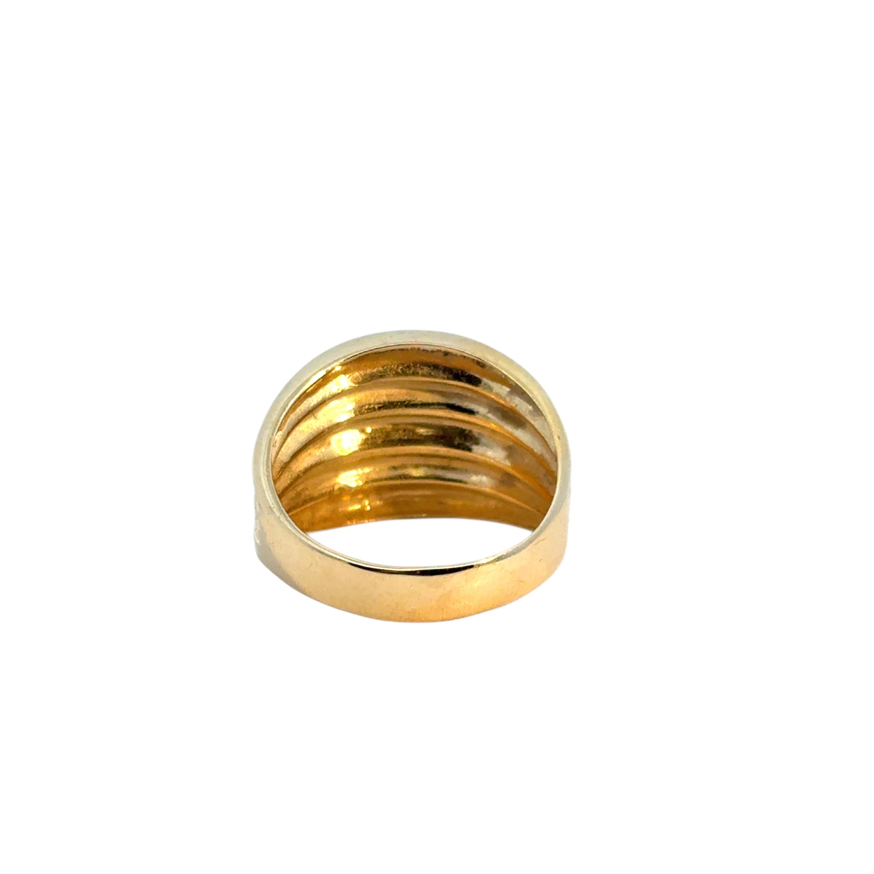 Vintage 18k Yellow Gold Ridge Textured Dome Ring For Sale 5