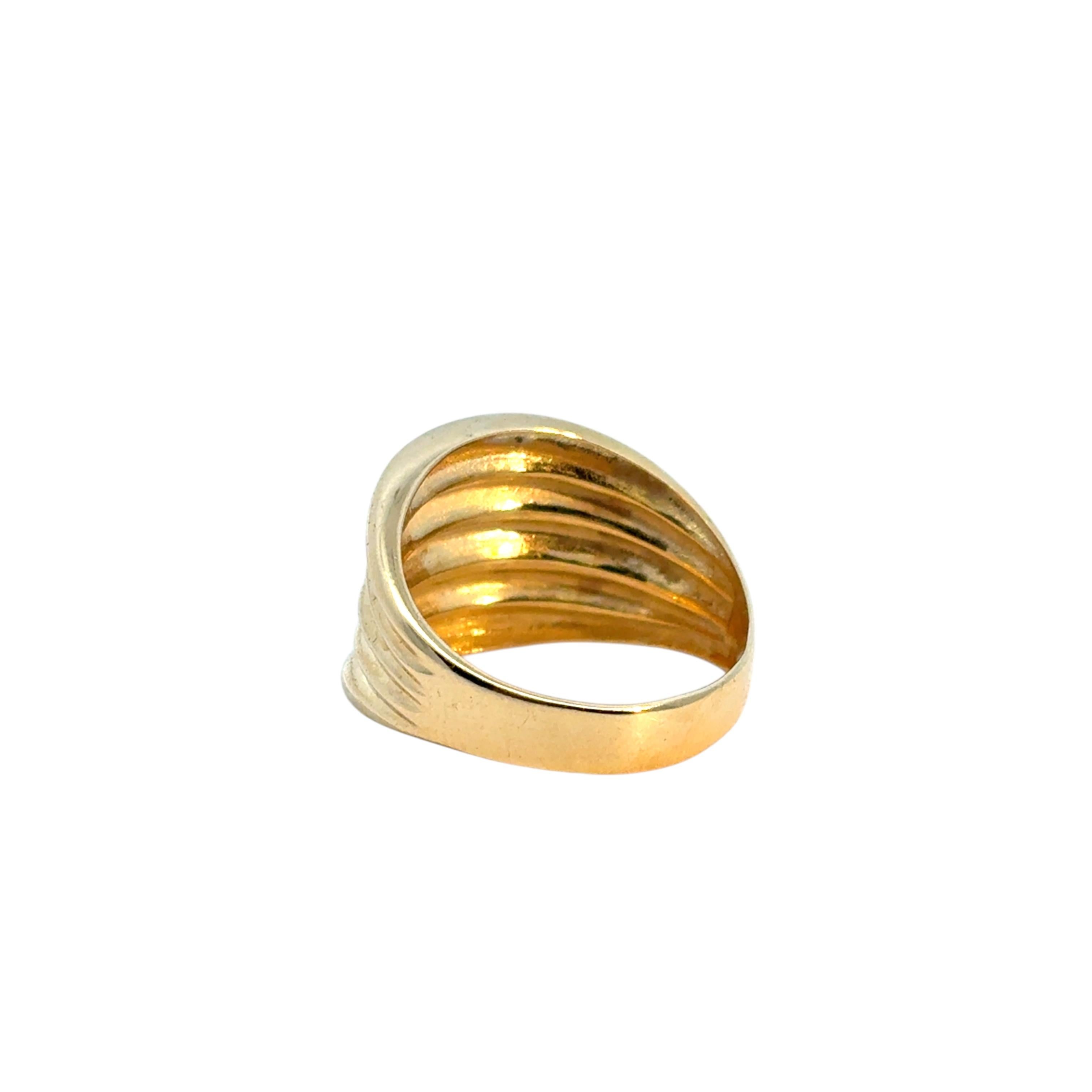 Vintage 18k Yellow Gold Ridge Textured Dome Ring For Sale 6