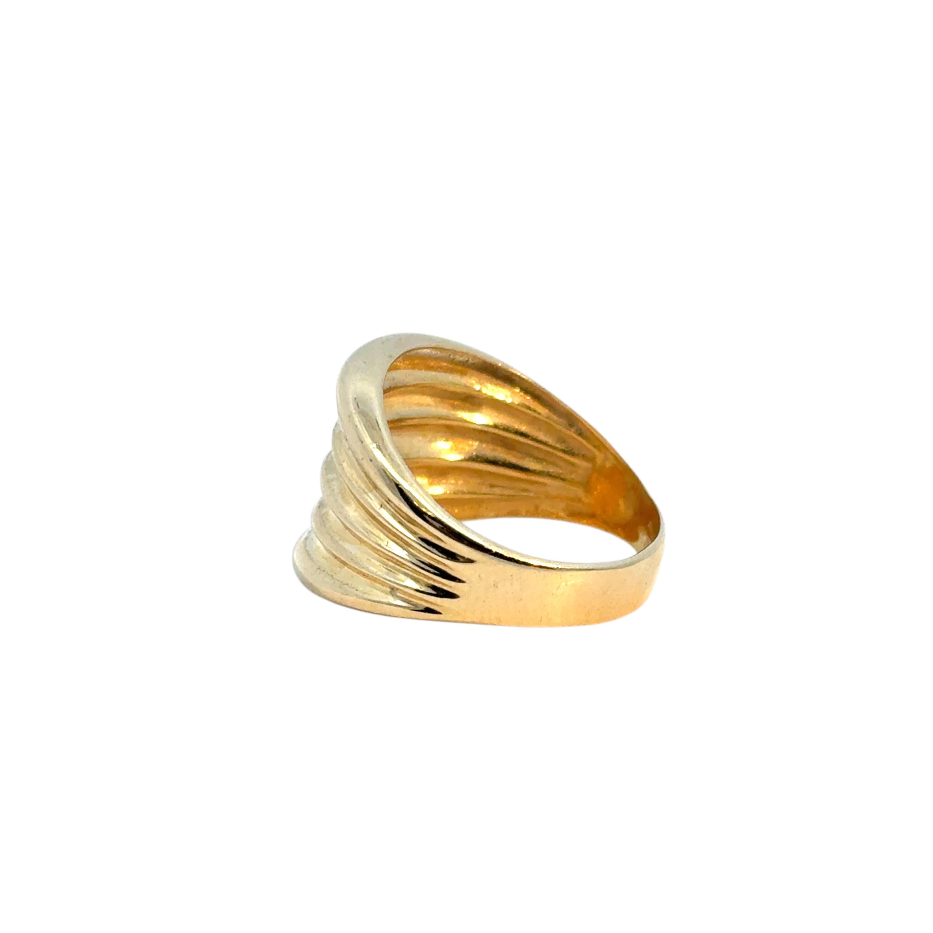 Vintage 18k Yellow Gold Ridge Textured Dome Ring For Sale 7