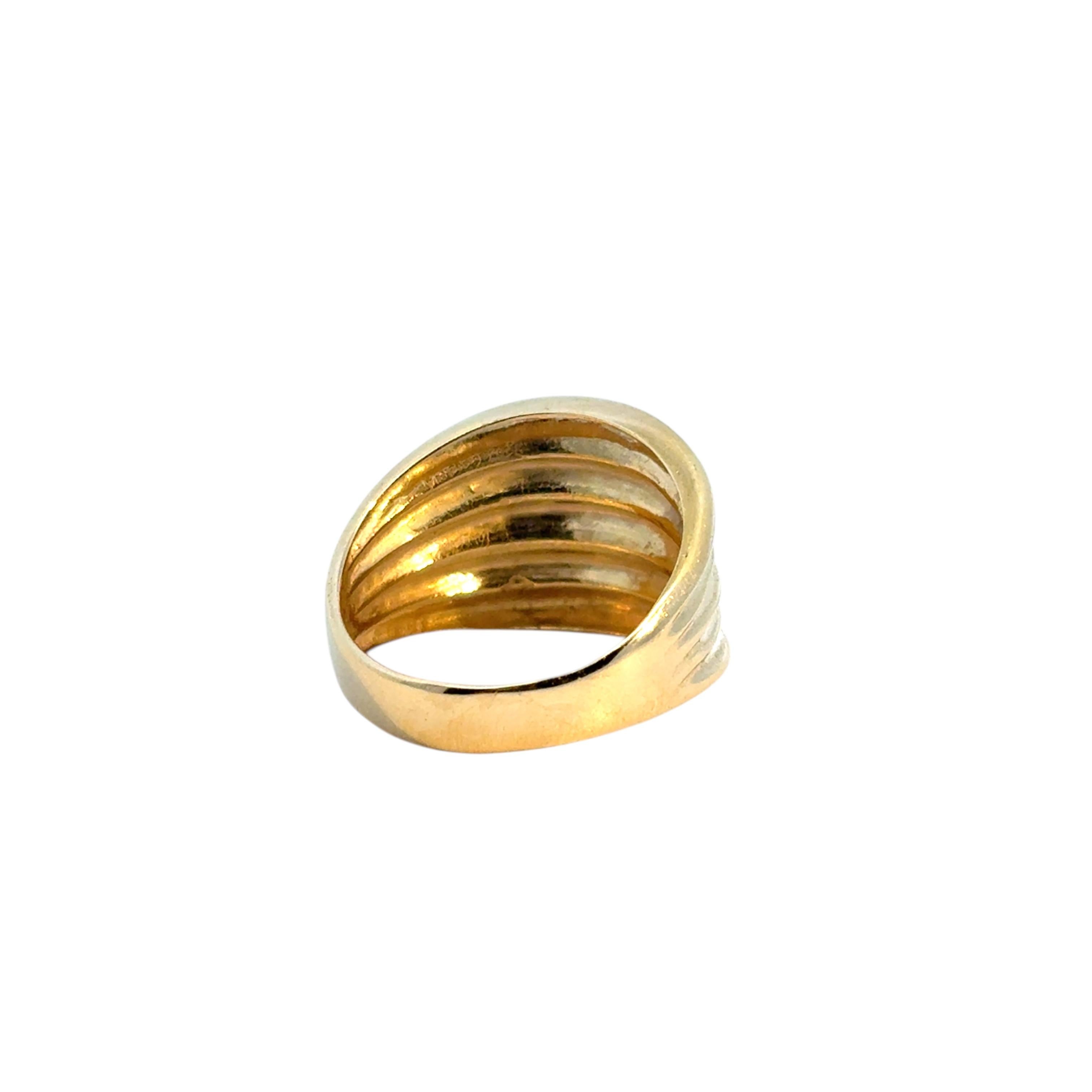Vintage 18k Yellow Gold Ridge Textured Dome Ring For Sale 4