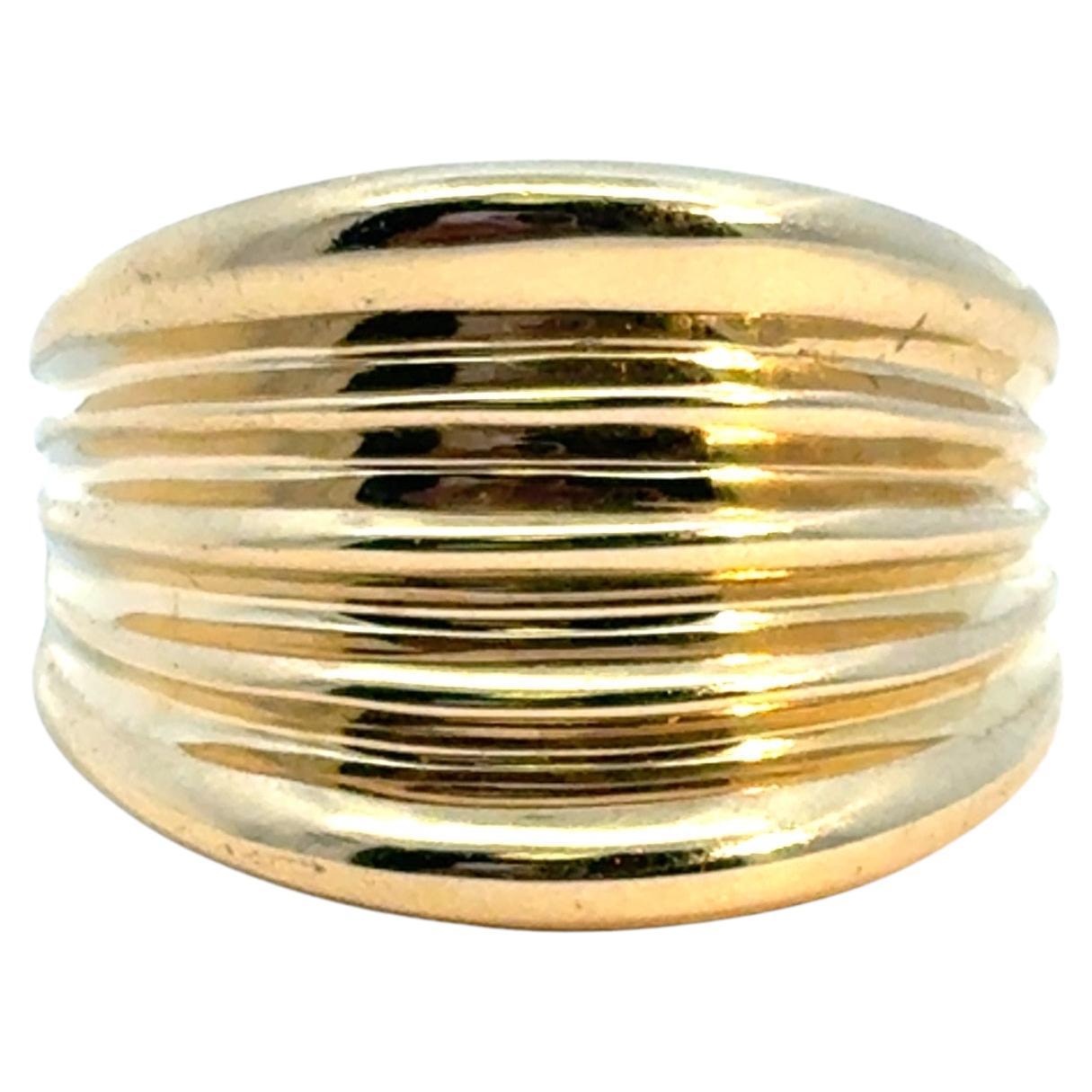 Vintage 18k Gelbgold Ridge Textured Dome Ring