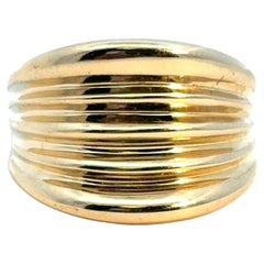 Vintage 18k Gelbgold Ridge Textured Dome Ring