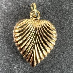 Vintage 18K Yellow Gold Ridged Puffy Heart Charm Pendant