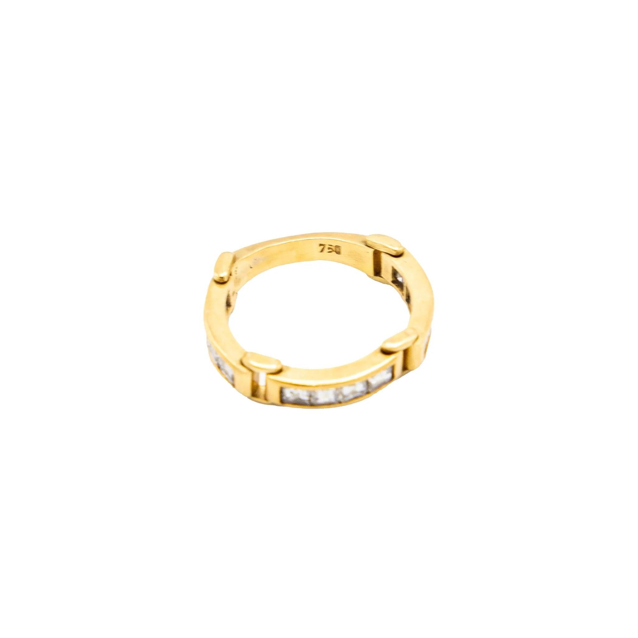 Vintage 18K Gelbgold Ring mit Channel-Set Diamanten - '80s im Zustand „Relativ gut“ im Angebot in Milano, IT