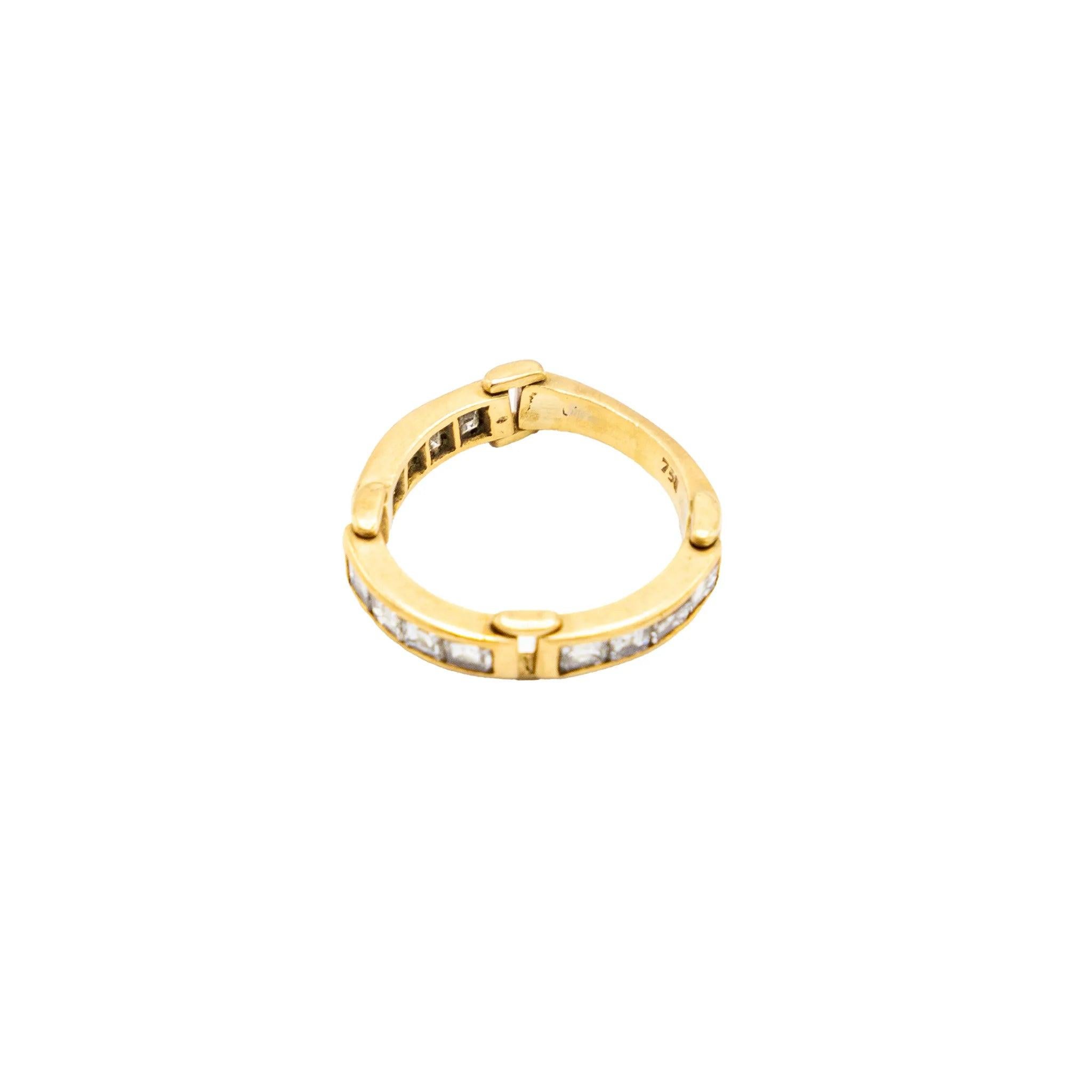 Vintage 18K Gelbgold Ring mit Channel-Set Diamanten - '80s Damen im Angebot