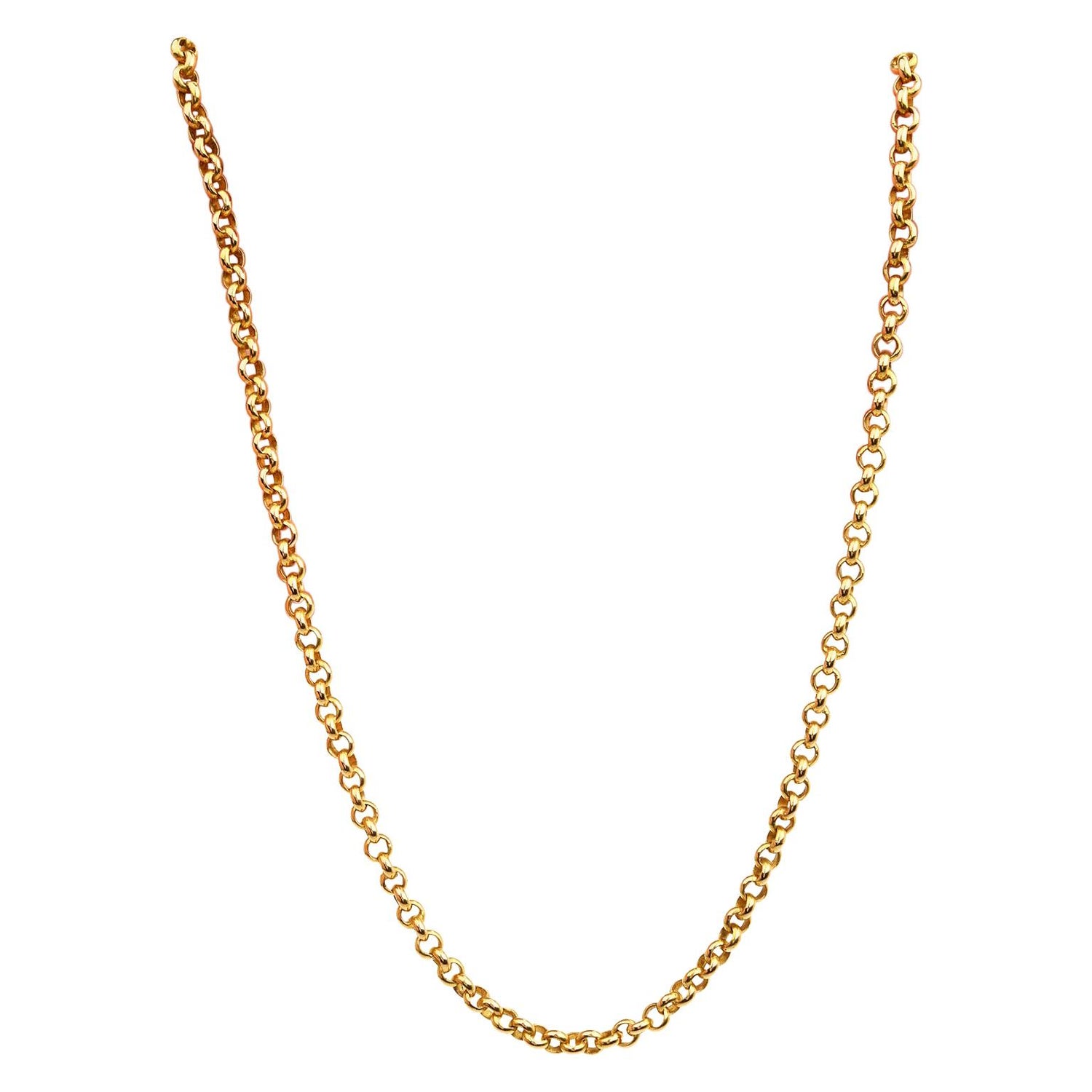 Vintage 18k Yellow Gold Round Link Chain Necklace at 1stDibs