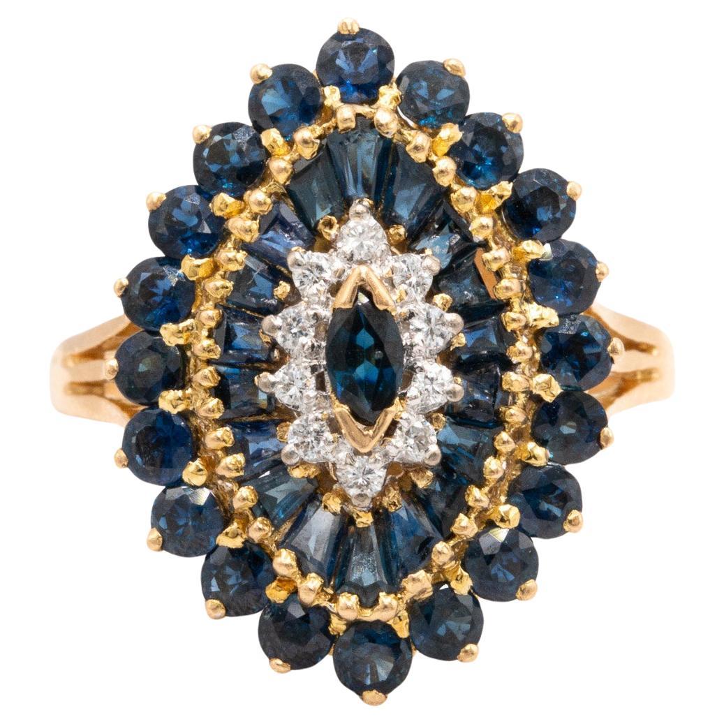 Vintage 18k Yellow Gold Sapphire & Diamond Ring