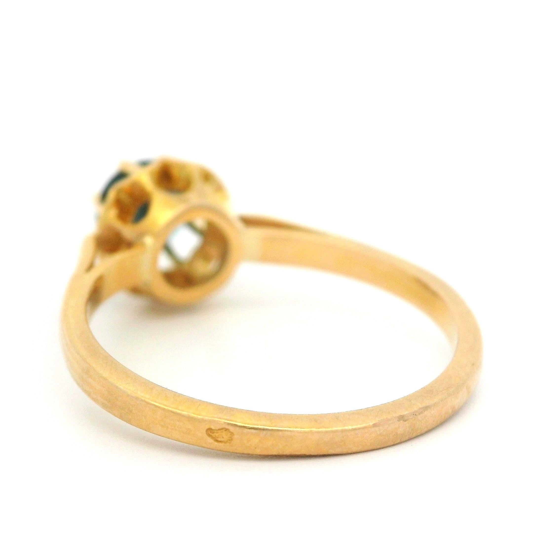 Vintage 18k Yellow Gold Sapphire French Hallmark Eagle Solitaire Ring For Sale 2