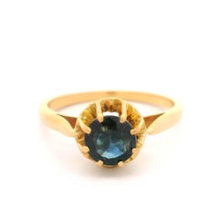 Vintage 18k Yellow Gold Sapphire French Hallmark Eagle Solitaire Ring