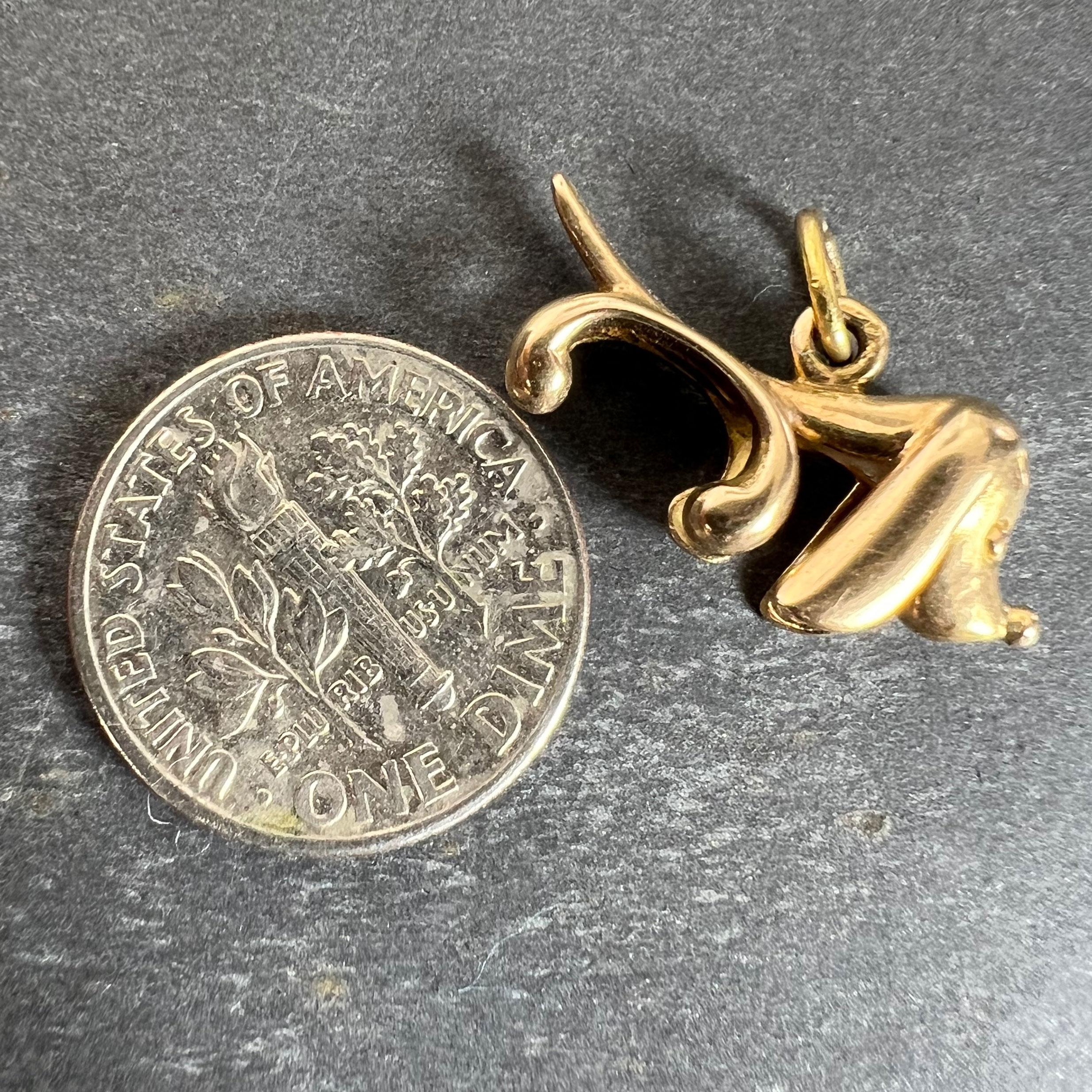 Vintage 18K Yellow Gold Sausage Dog Hound Charm Pendant For Sale 8
