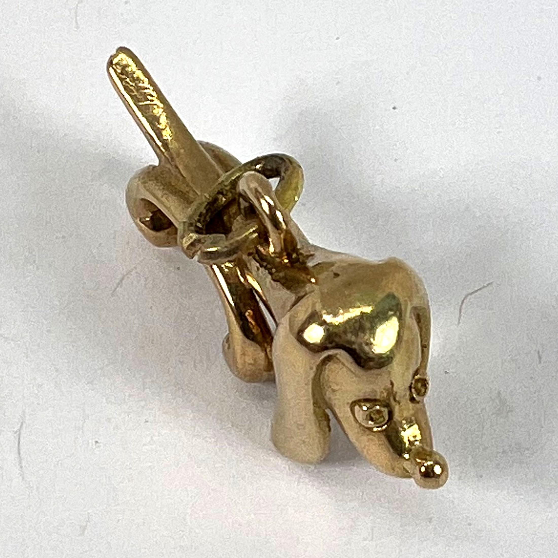 Vintage 18K Yellow Gold Sausage Dog Hound Charm Pendant For Sale 10