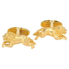 Vintage 18k Yellow Gold Sculptured One-of-a-kind Cufflinks with Diamond Eyes