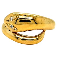 Vintage Schlangenring aus 18 Karat Gelbgold mit Diamanten.