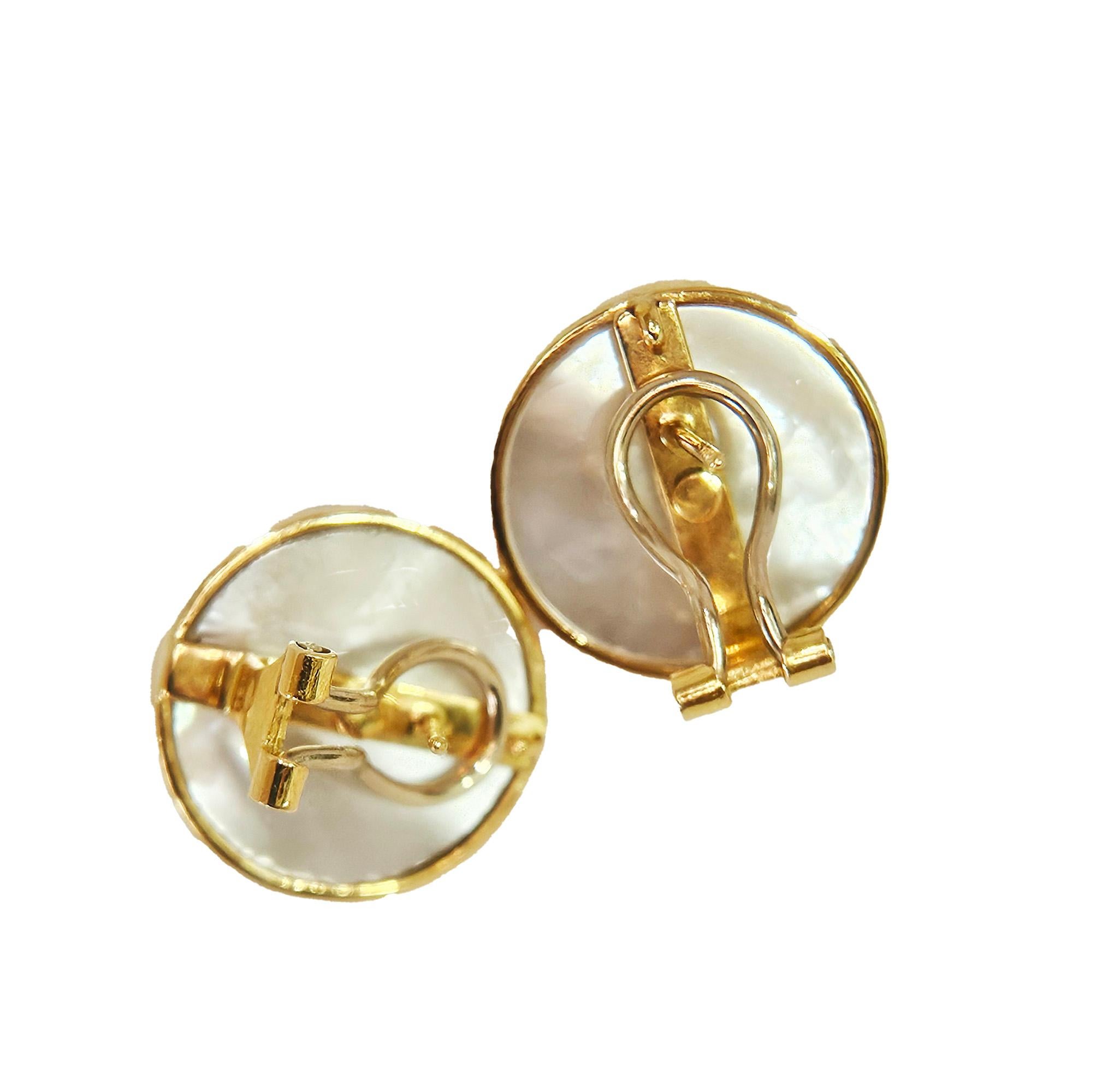 Vintage Or Jaune 18K Tahitien & Nacre Pendentif Slide en vente 12