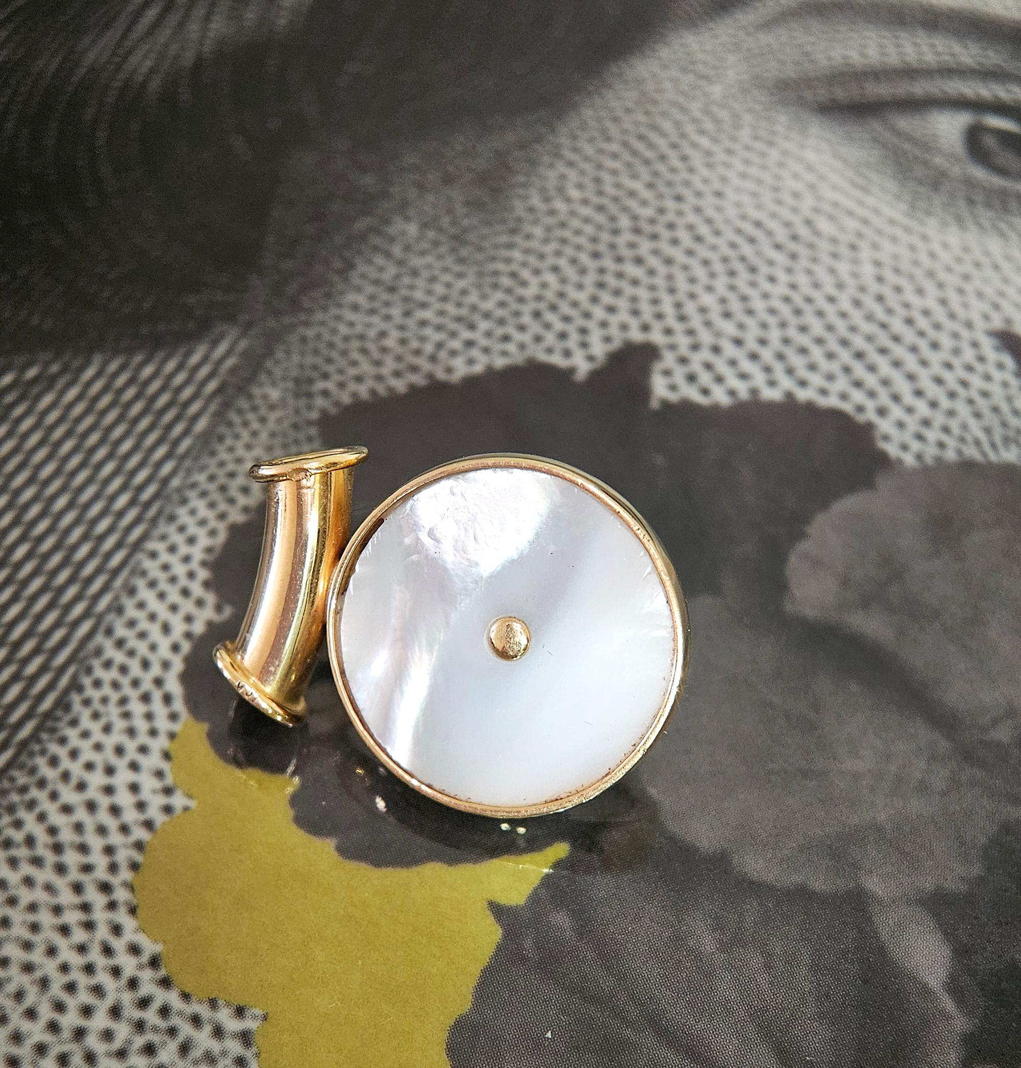 Vintage Or Jaune 18K Tahitien & Nacre Pendentif Slide Bon état - En vente à New York, NY