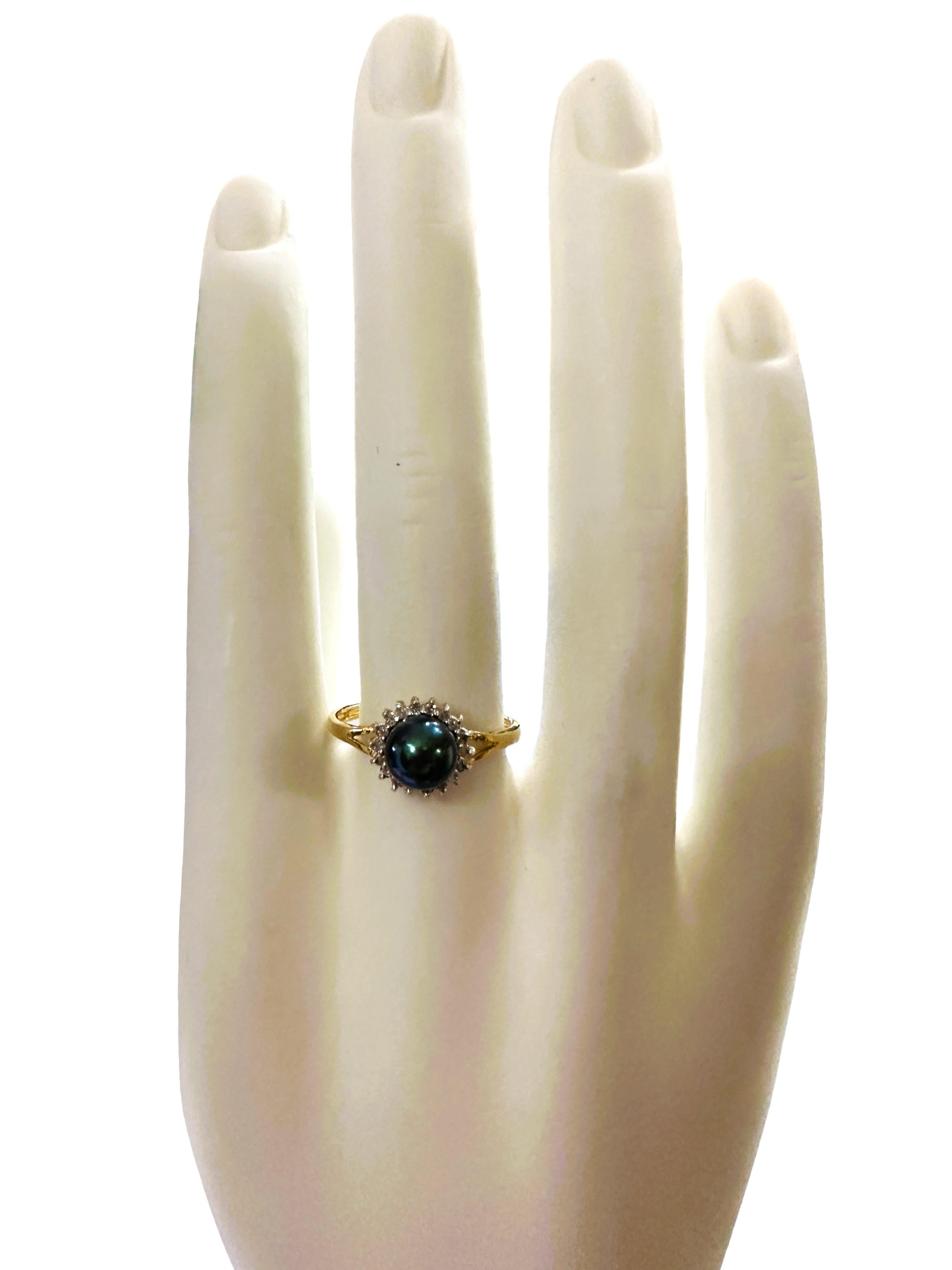 18 Karat Gelbgold Tahiti-Perlen- und Diamantring 1