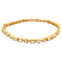 Vintage 18K Yellow Gold Tennis Bracelet with 3.5 Carat H-SI Diamonds