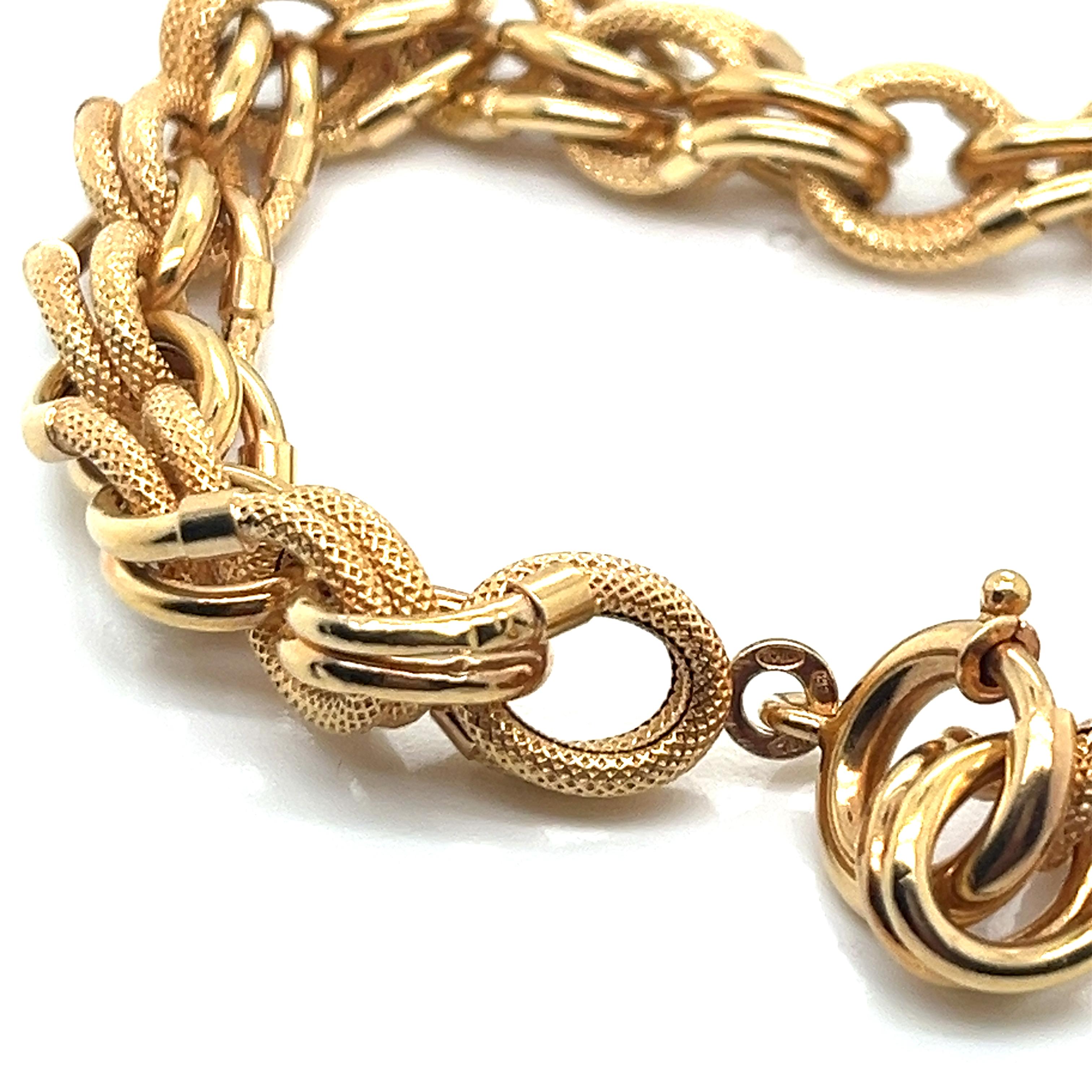Vintage 18k Gelbgold Texturierte und glänzende Link-Armband im Zustand „Neu“ in Boston, MA