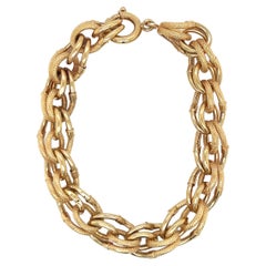 Vintage 18k Gelbgold Texturierte und glänzende Link-Armband
