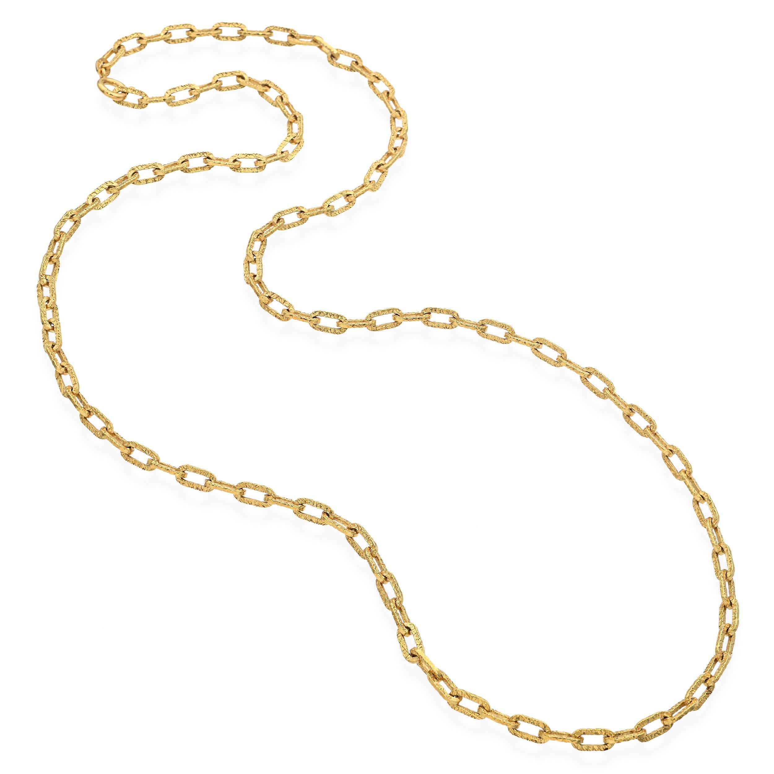 da uomo o donna Collana vintage con catena a graffette in oro giallo 18k in vendita