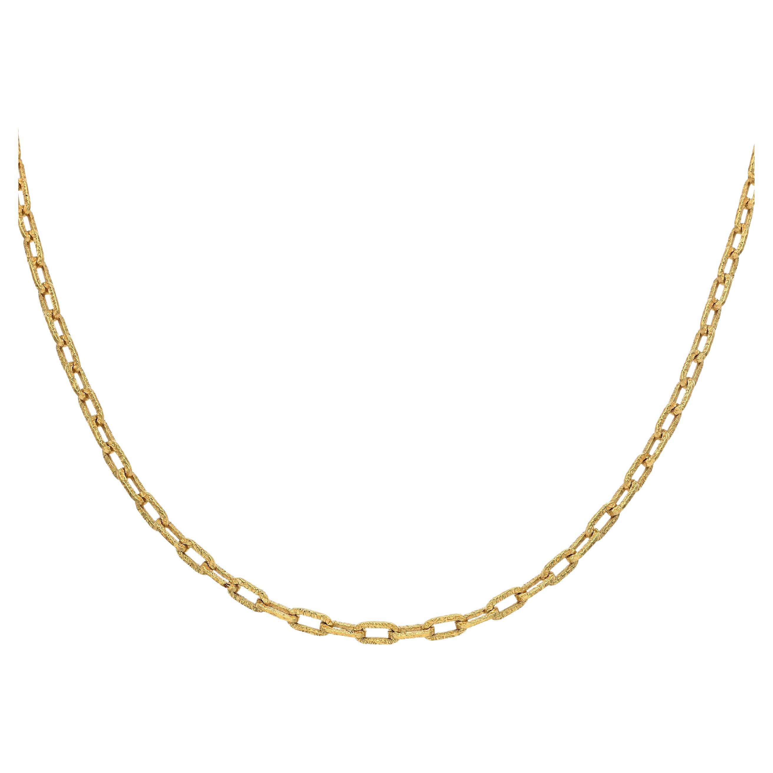 Collana vintage con catena a graffette in oro giallo 18k in vendita