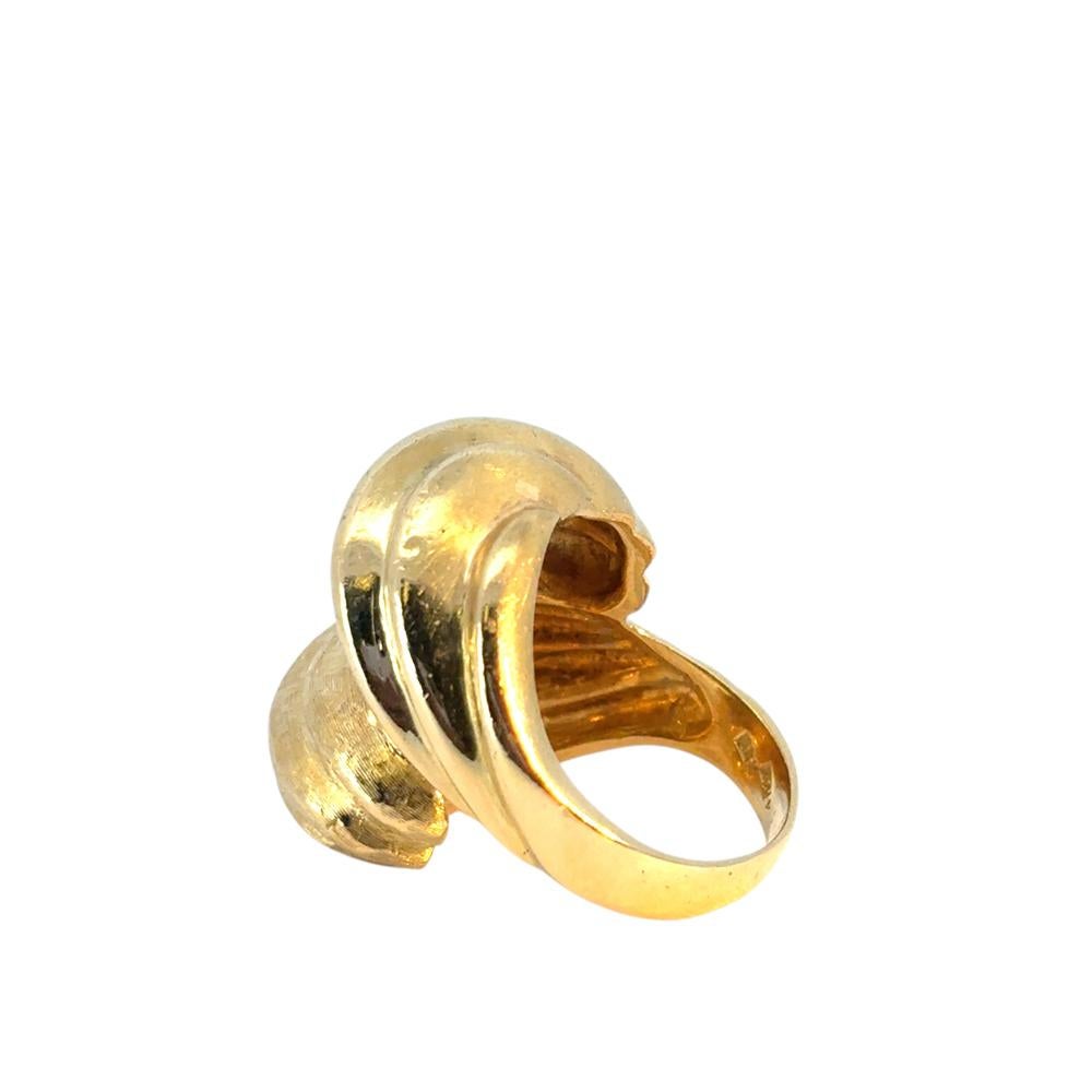 Vintage 18k Yellow Gold Textured Swirl Statement Ring 5