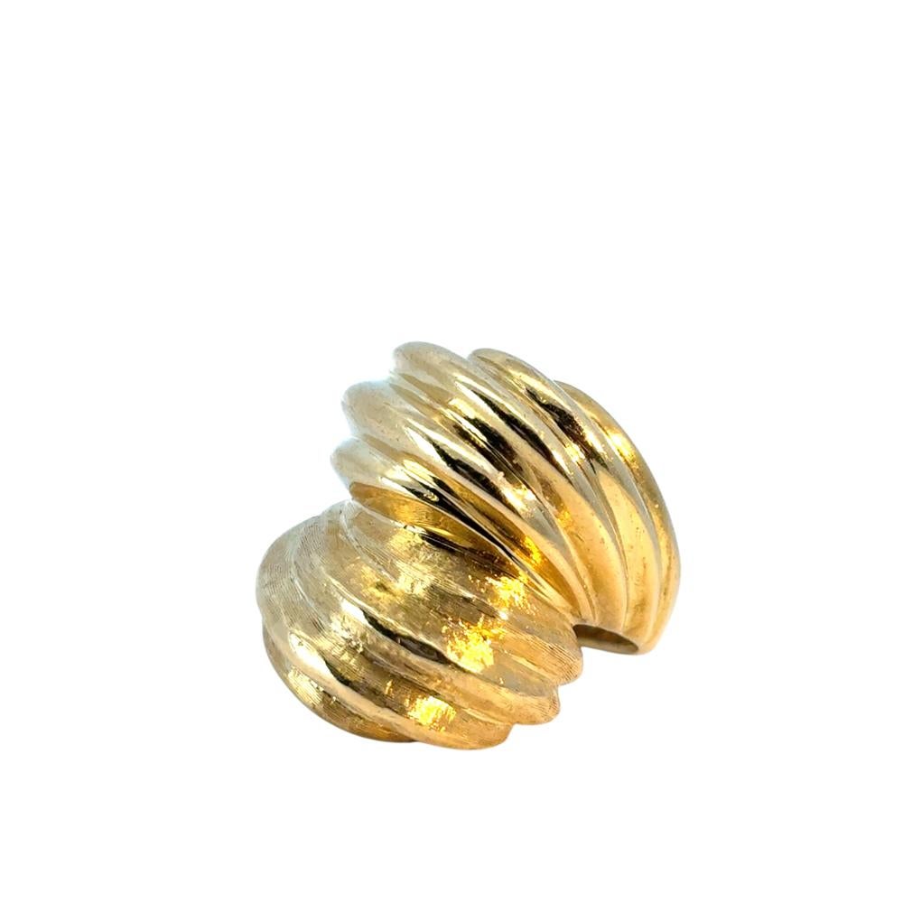Vintage 18k Yellow Gold Textured Swirl Statement Ring 9