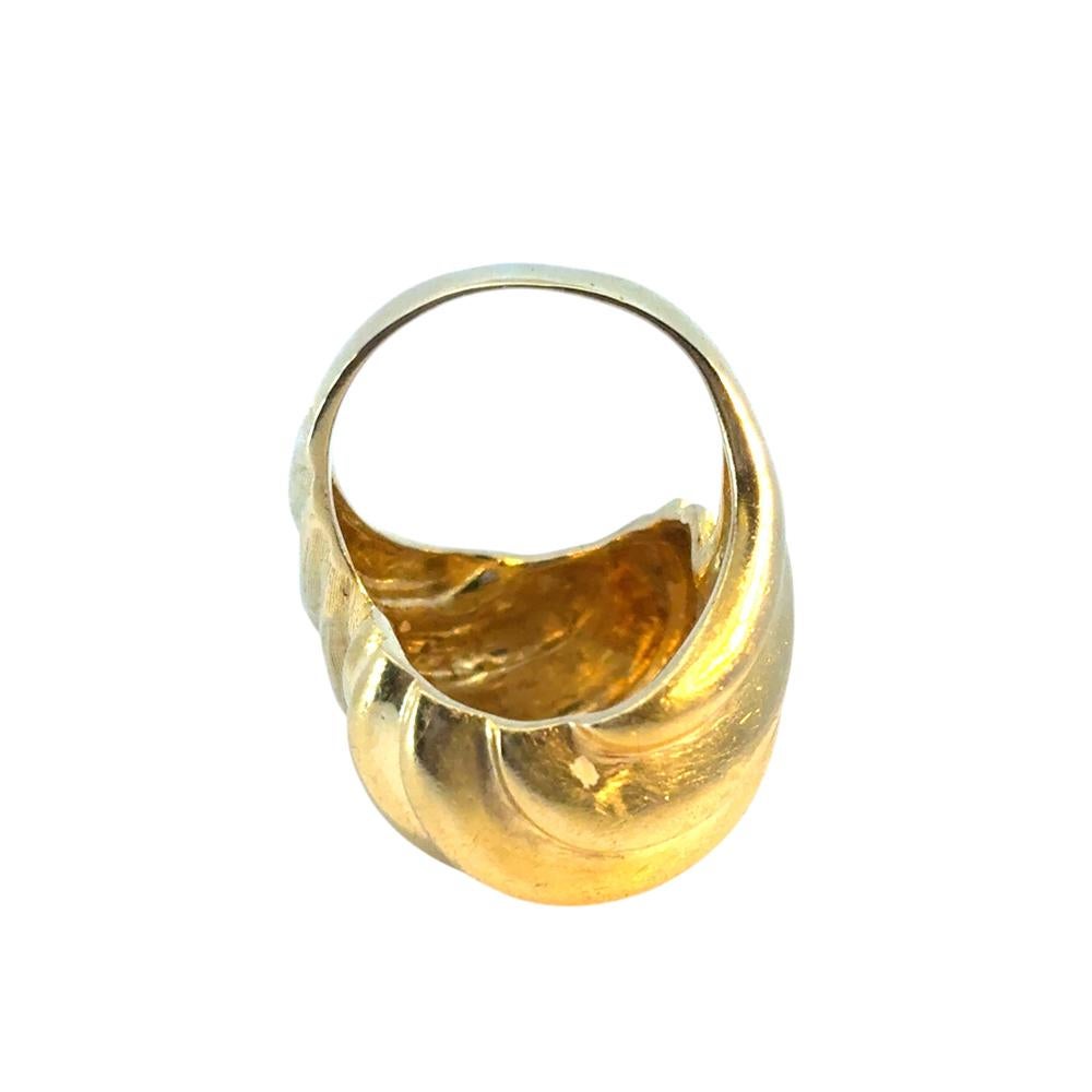 Vintage 18k Yellow Gold Textured Swirl Statement Ring 13