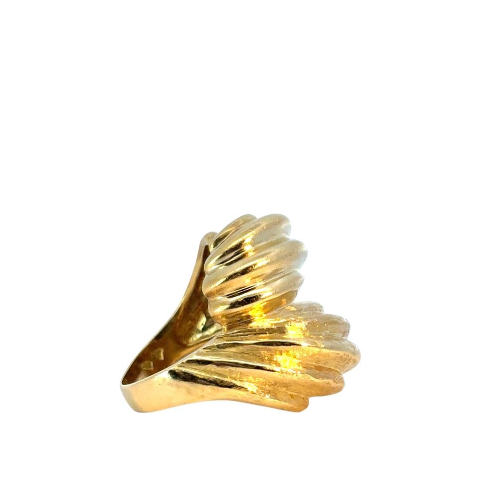 Modern Vintage 18k Yellow Gold Textured Swirl Statement Ring