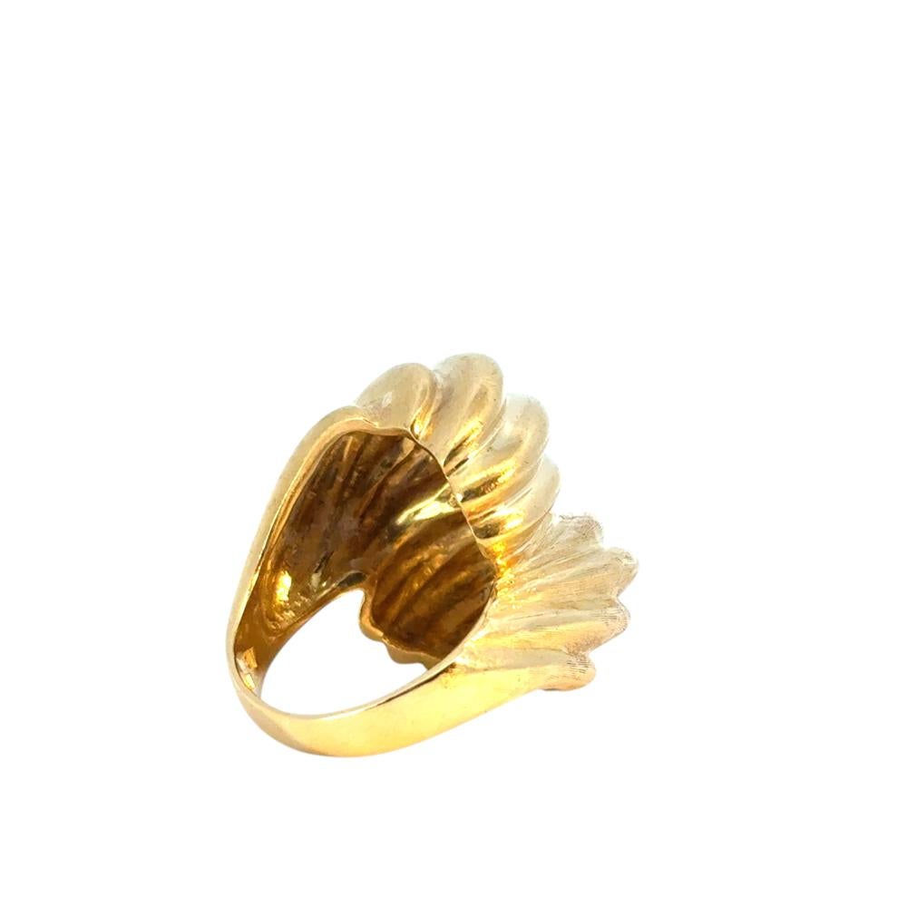 Women's or Men's Vintage 18k Yellow Gold Textured Swirl Statement Ring