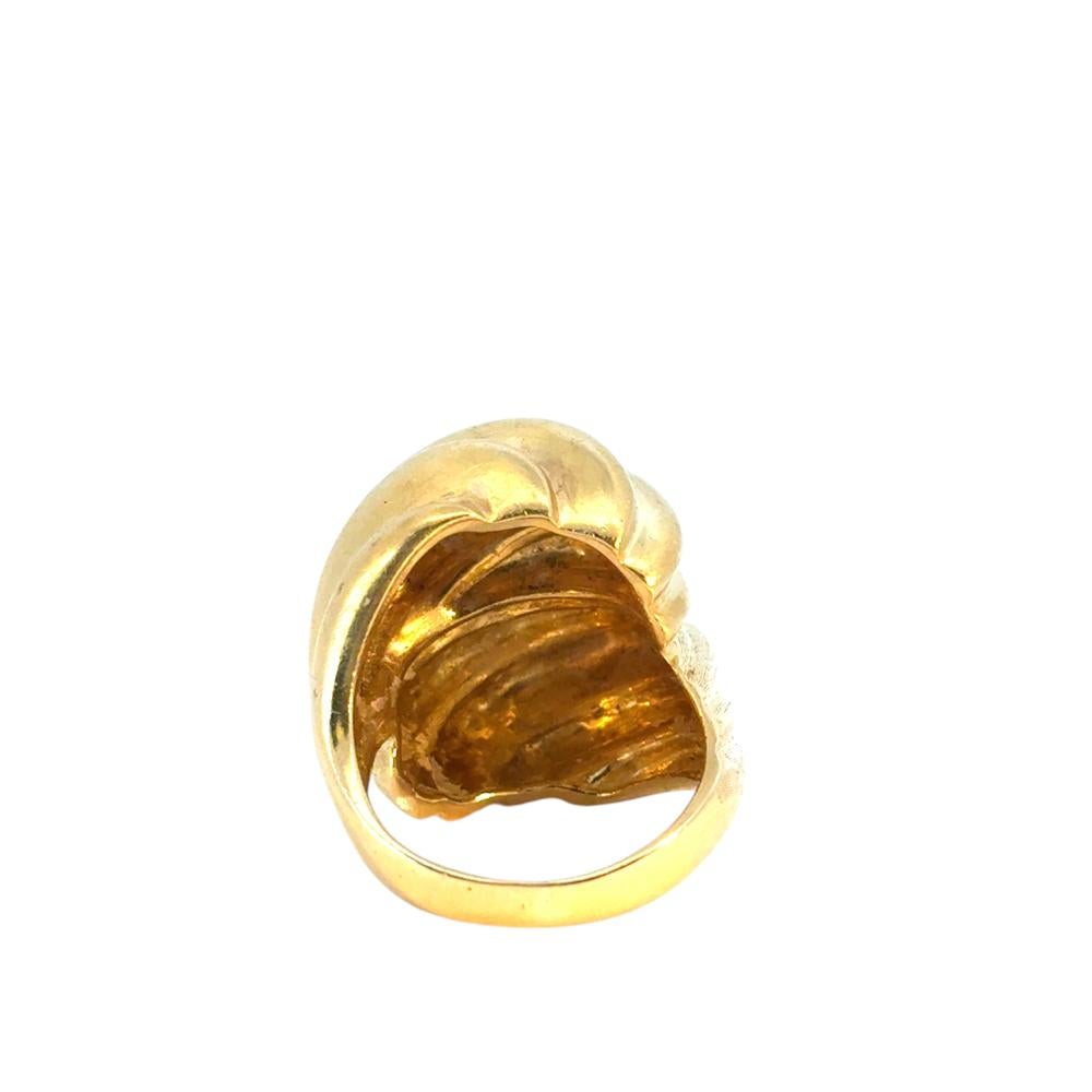 Vintage 18k Yellow Gold Textured Swirl Statement Ring 2