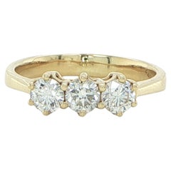 Anello di fidanzamento vintage con tre pietre di diamante in oro giallo 18 carati