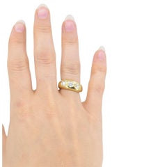 Vintage 18k Yellow Gold Three Stone Diamond Gypsy Ring