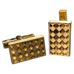 Vintage 18K Yellow Gold TIFFANY & CO Diamond Pattern Rectangular Cufflinks