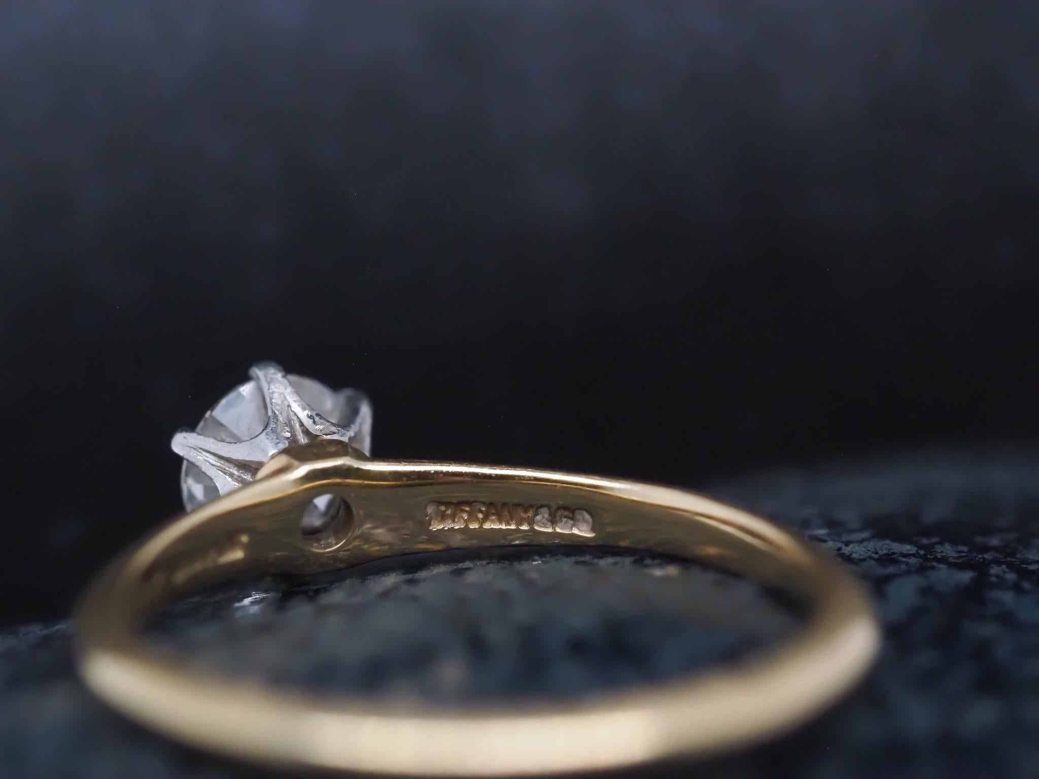Vintage 18K Gelbgold Tiffany & Co. Verlobungsring und Band Set im Angebot 4
