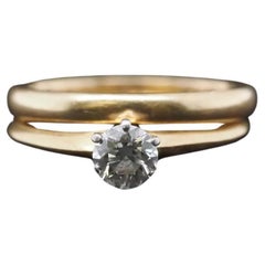 Vintage 18K Gelbgold Tiffany & Co. Verlobungsring und Band Set