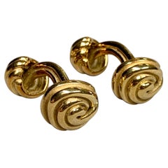 Or jaune 18 carats vintage Tiffany & Co. Boutons de manchette « Knot » de taille moyenne, avec leur boîte d'origine