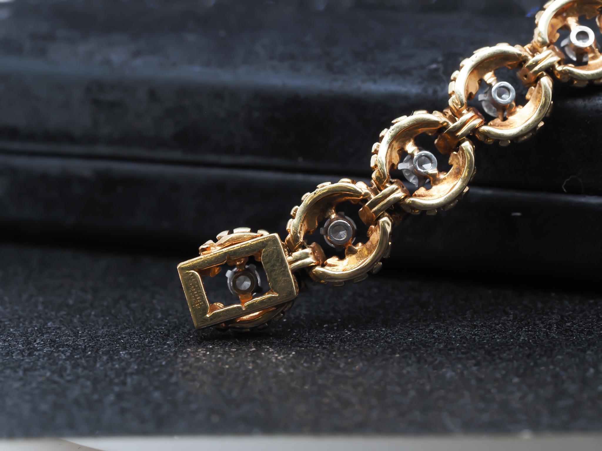 Vintage 18K Yellow Gold Tiffany & Co. Textured Diamond Bracelet - VHK#959 For Sale 1