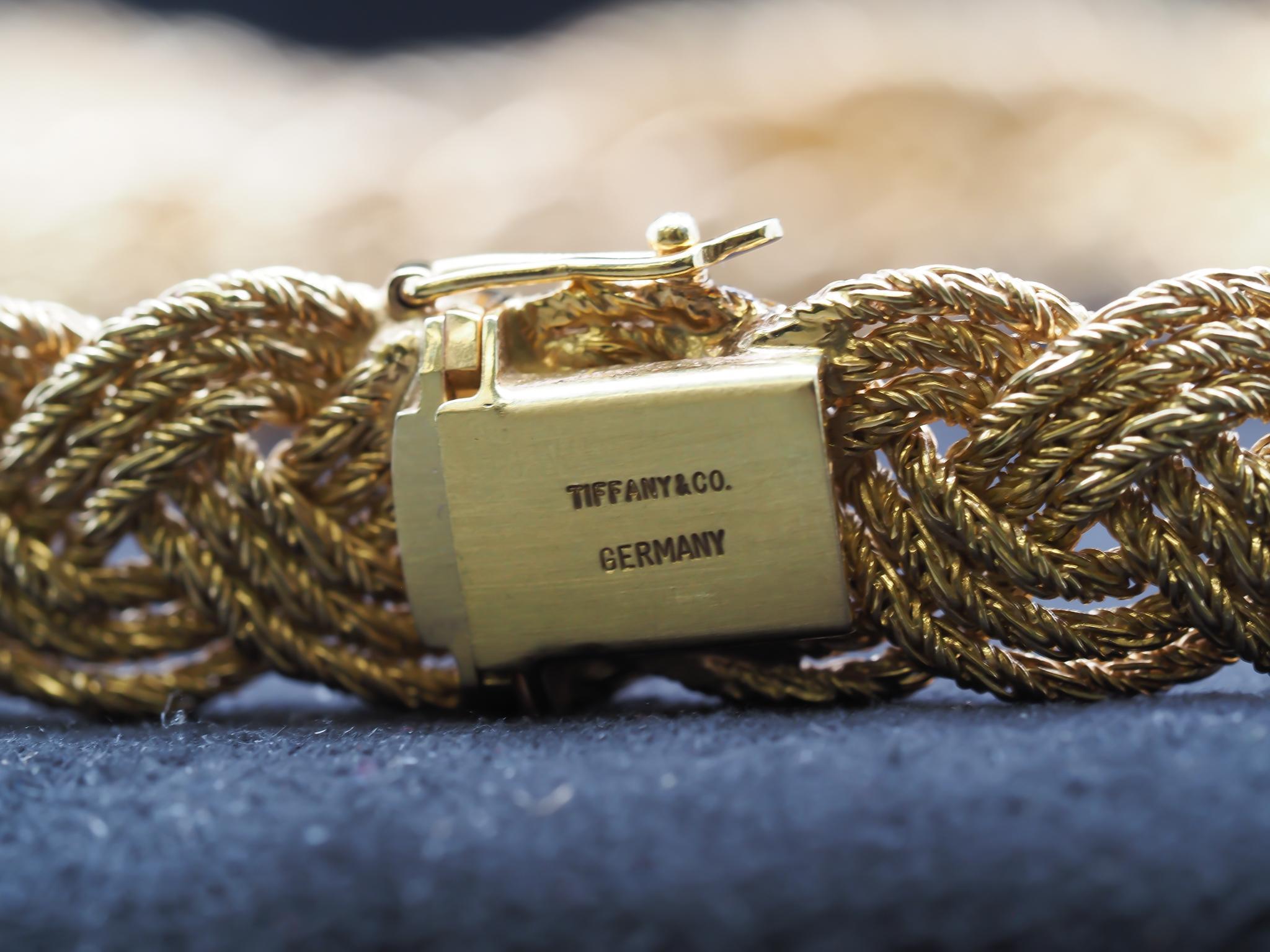 Vintage 18K Yellow Gold Tiffany & Co. Weave Necklace For Sale 7