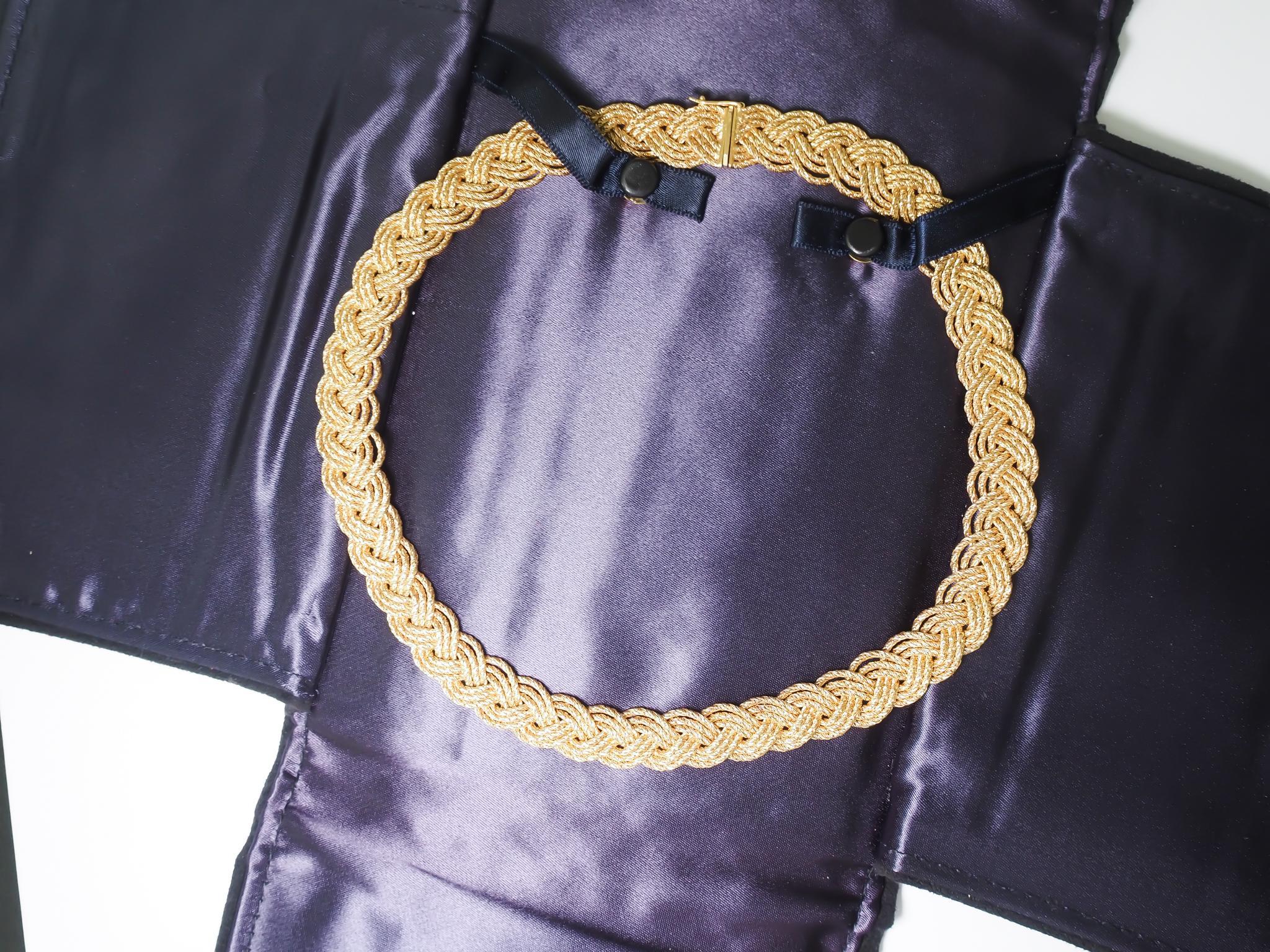 Vintage 18K Yellow Gold Tiffany & Co. Weave Necklace In Good Condition For Sale In Hicksville, NY